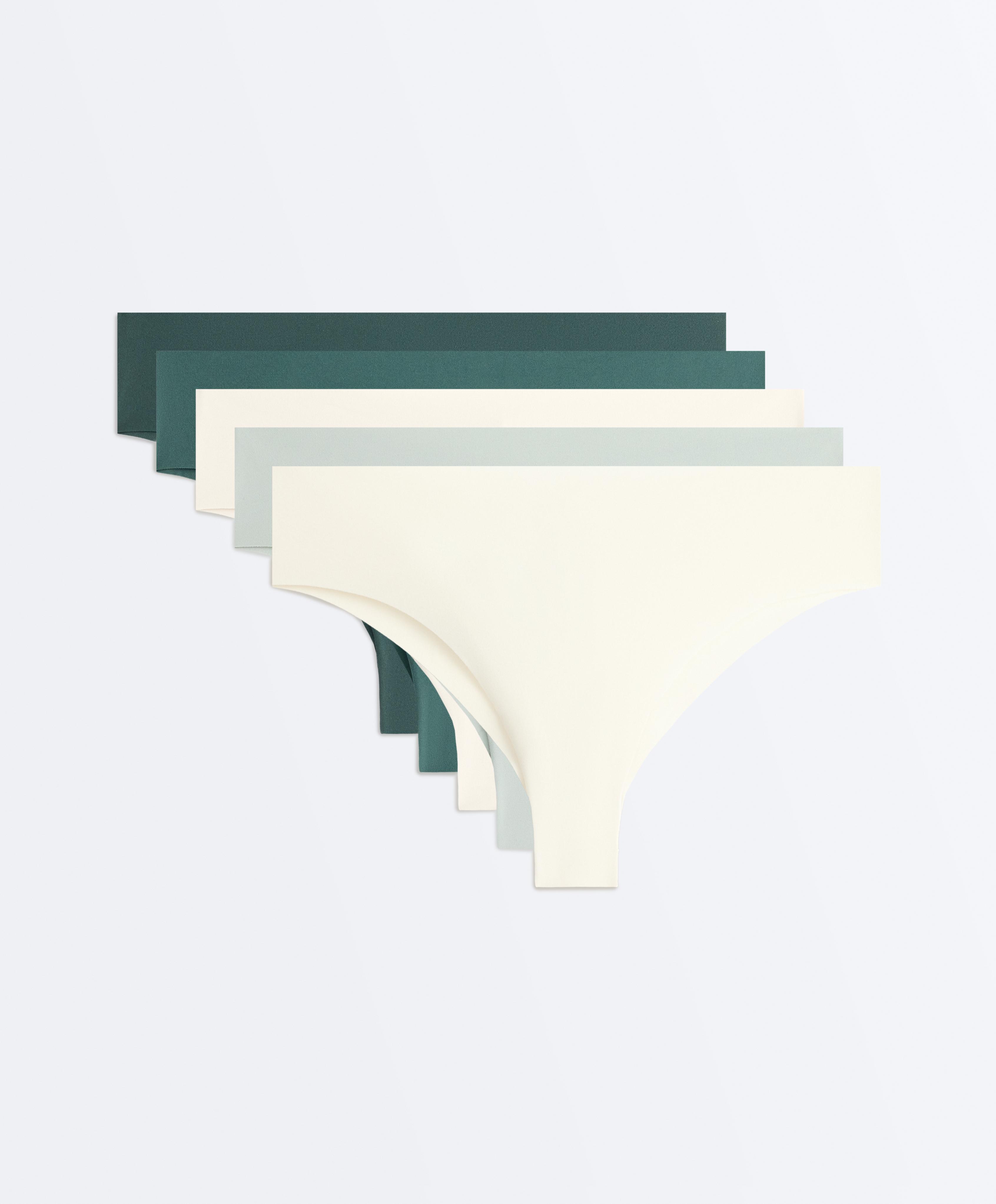 3 invisible polyamide blend laser-cut Brazilian briefs — WASHED GREEN