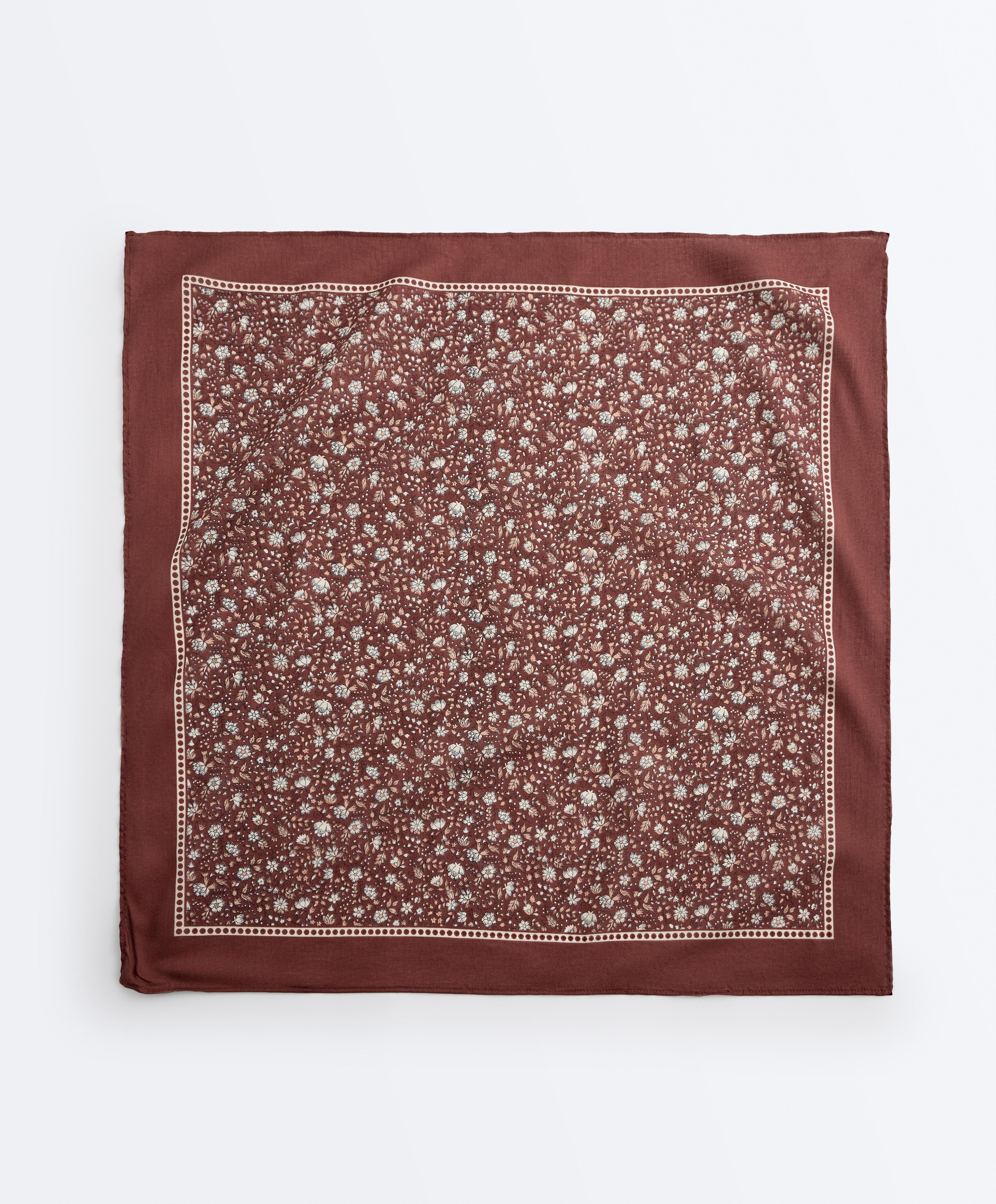 Floral 100% cotton bandana — BURNT ORANGE
