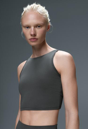 Halter houndstooth print tank top — ANTHRACITE 5