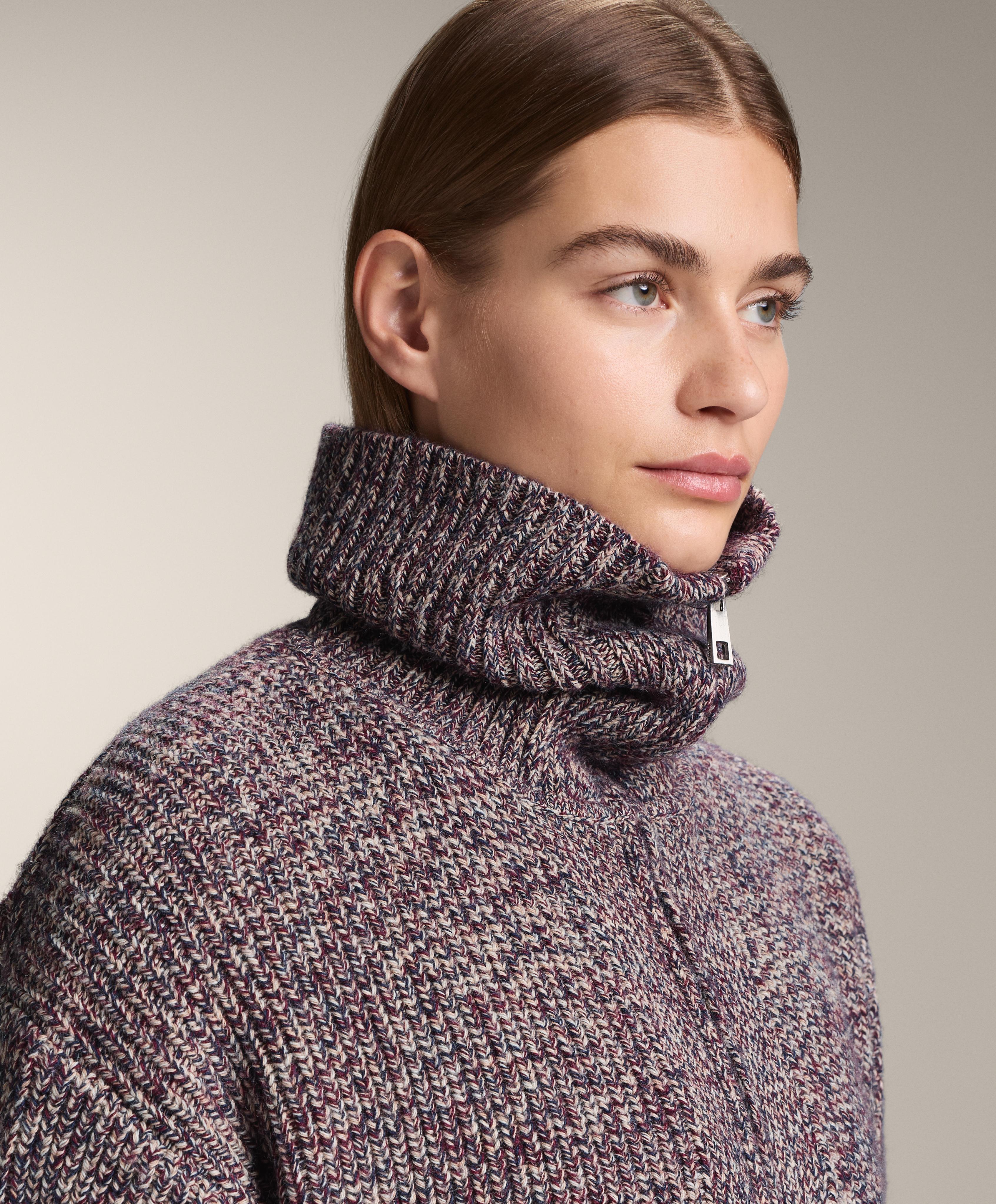 Twisted knit jacket with high collar Twisted knit jacket with high collar