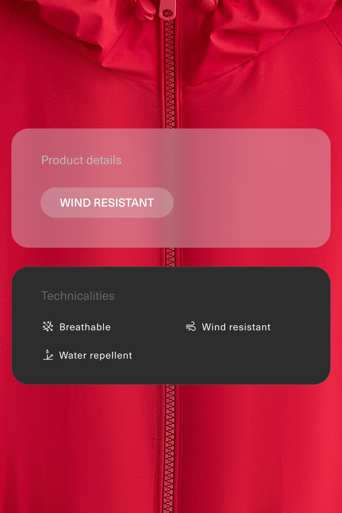 Water-repellent jacket — BRIGHT RED