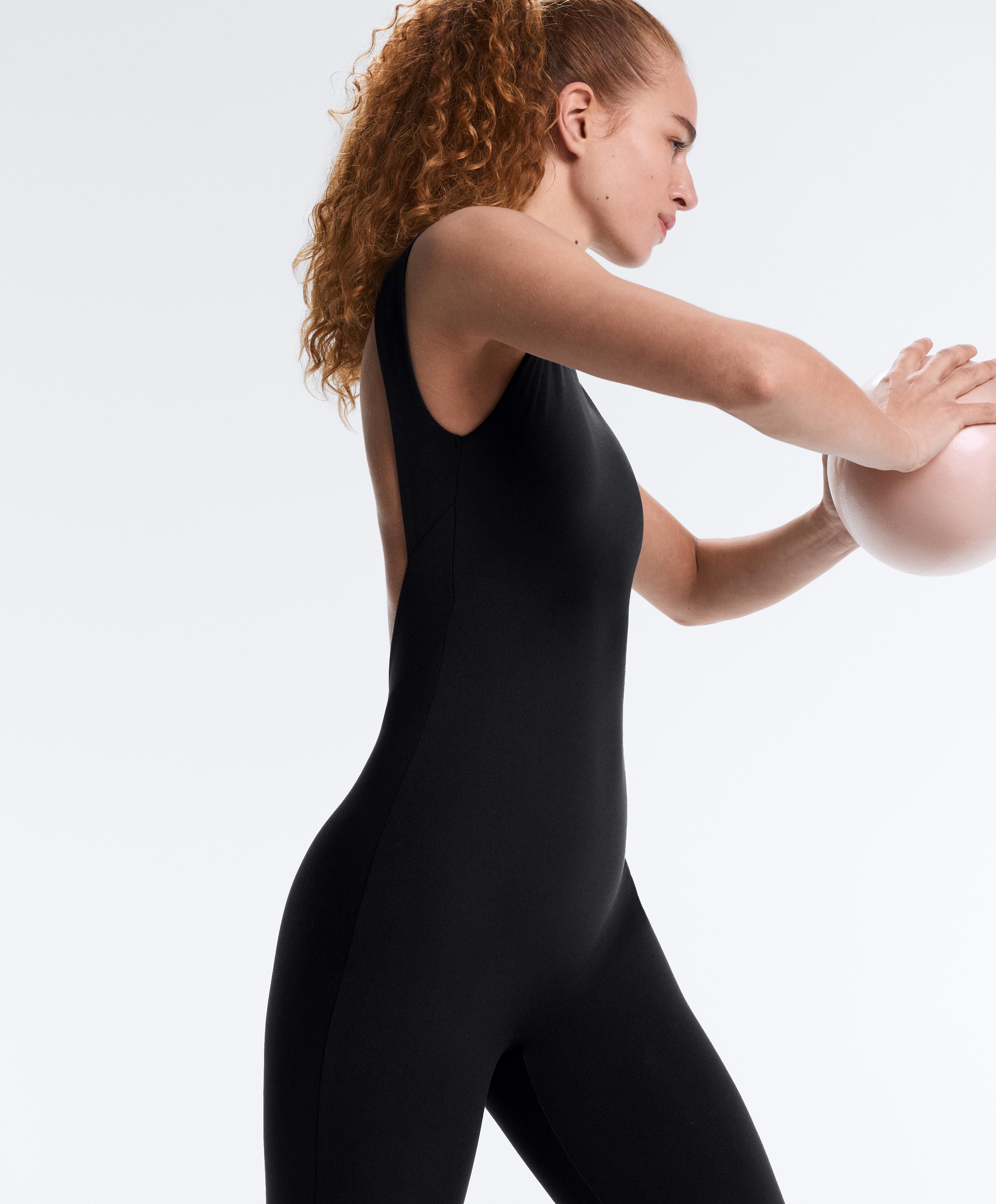 Comfortlux boat neck long jumpsuit — BLACK
