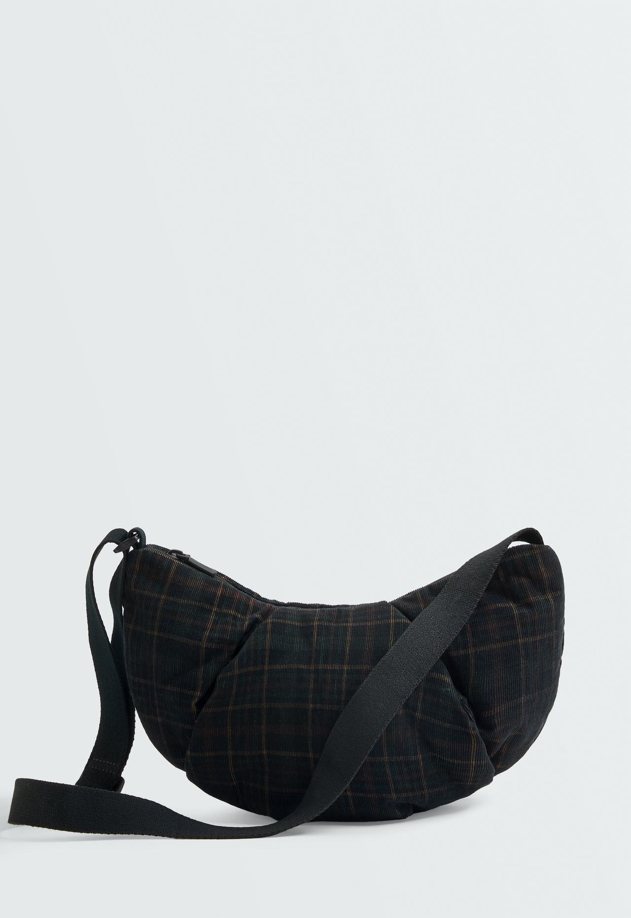 Micro-corduroy crossbody bag with checked print — CHECK