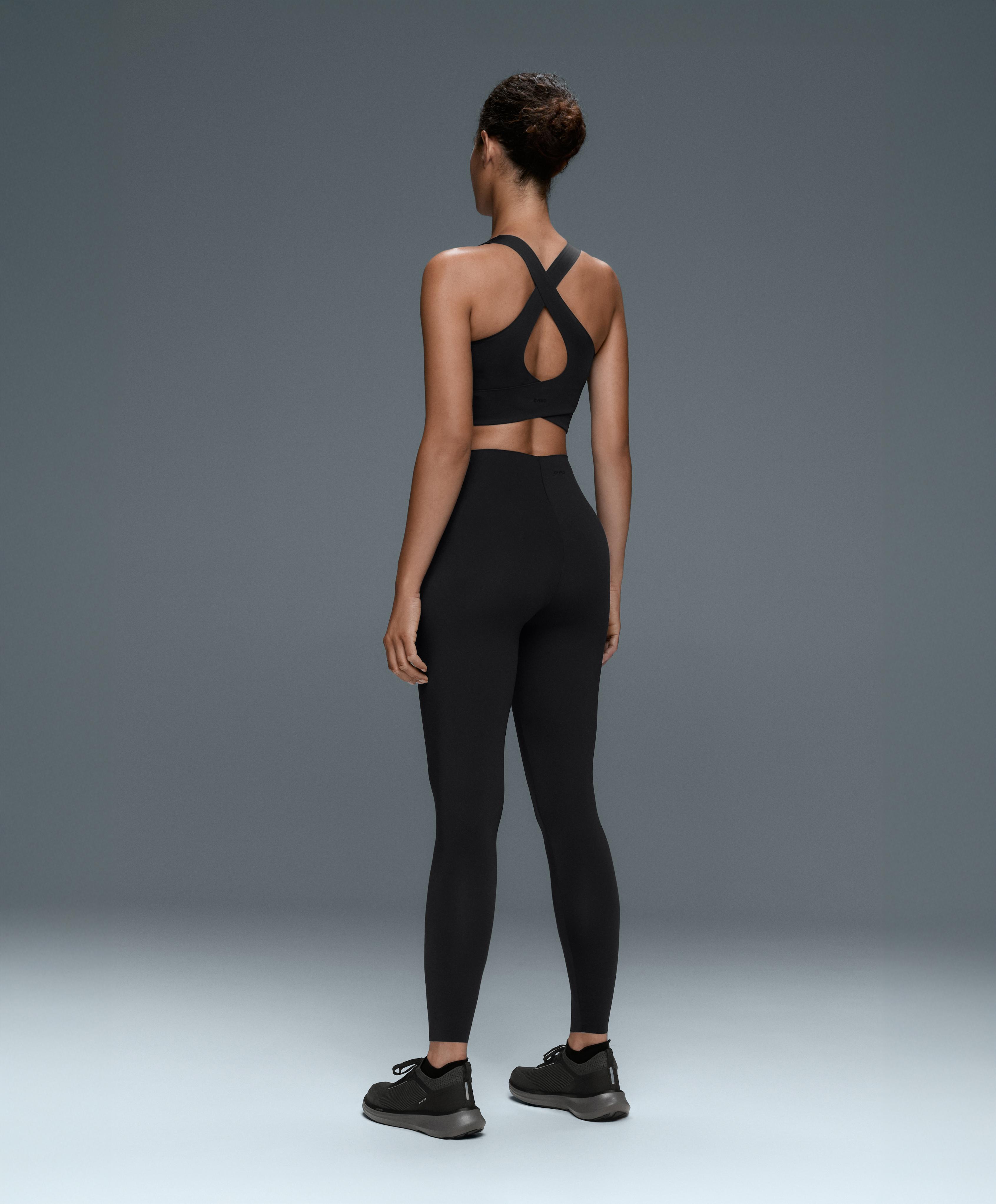 V-cut Light Touch 65cm high-rise ankle-length leggings — BLACK