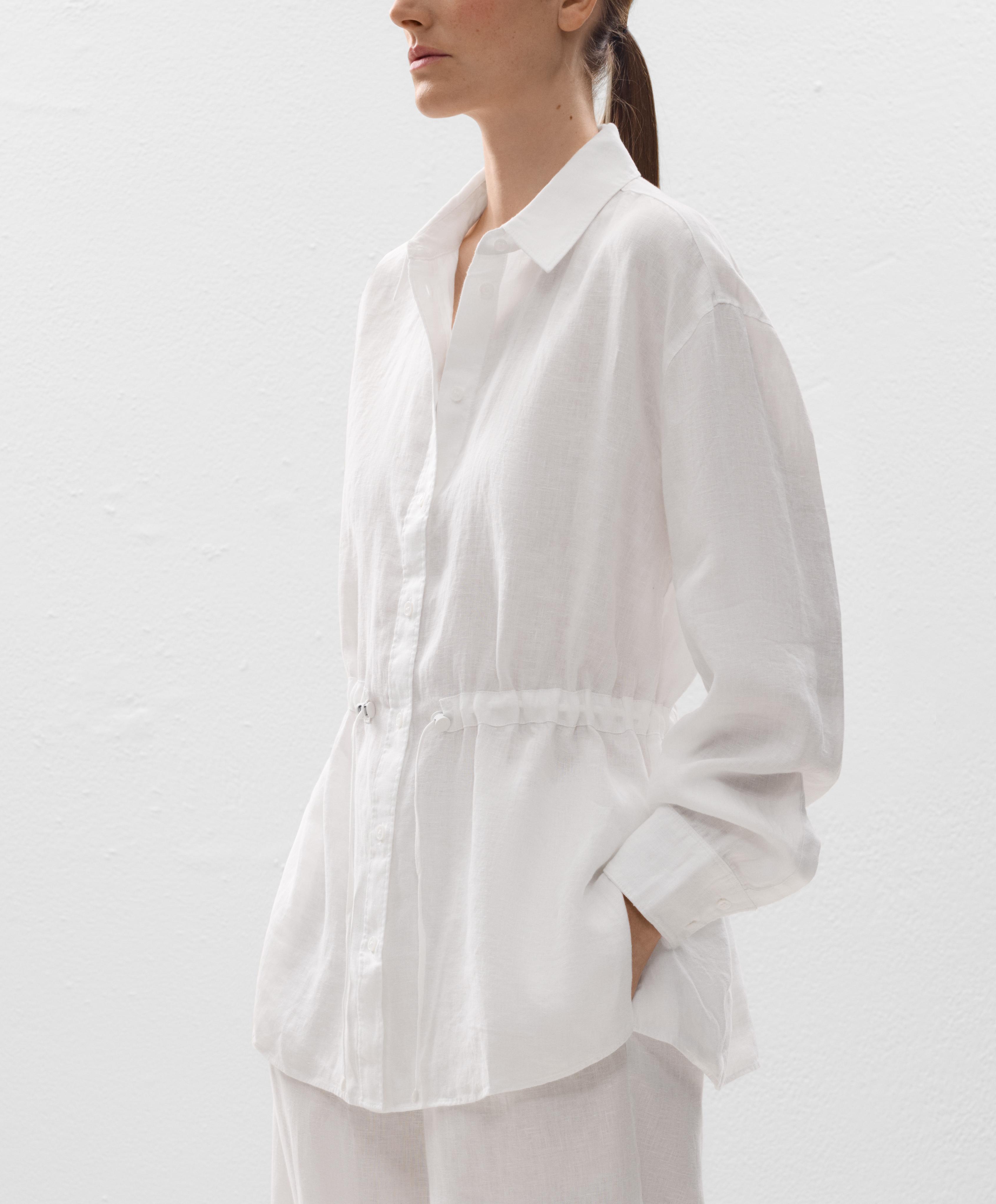 قميص طويل بخصر قابل للتعديل 100% من الكتان قميص طويل بخصر قابل للتعديل 100% من الكتان