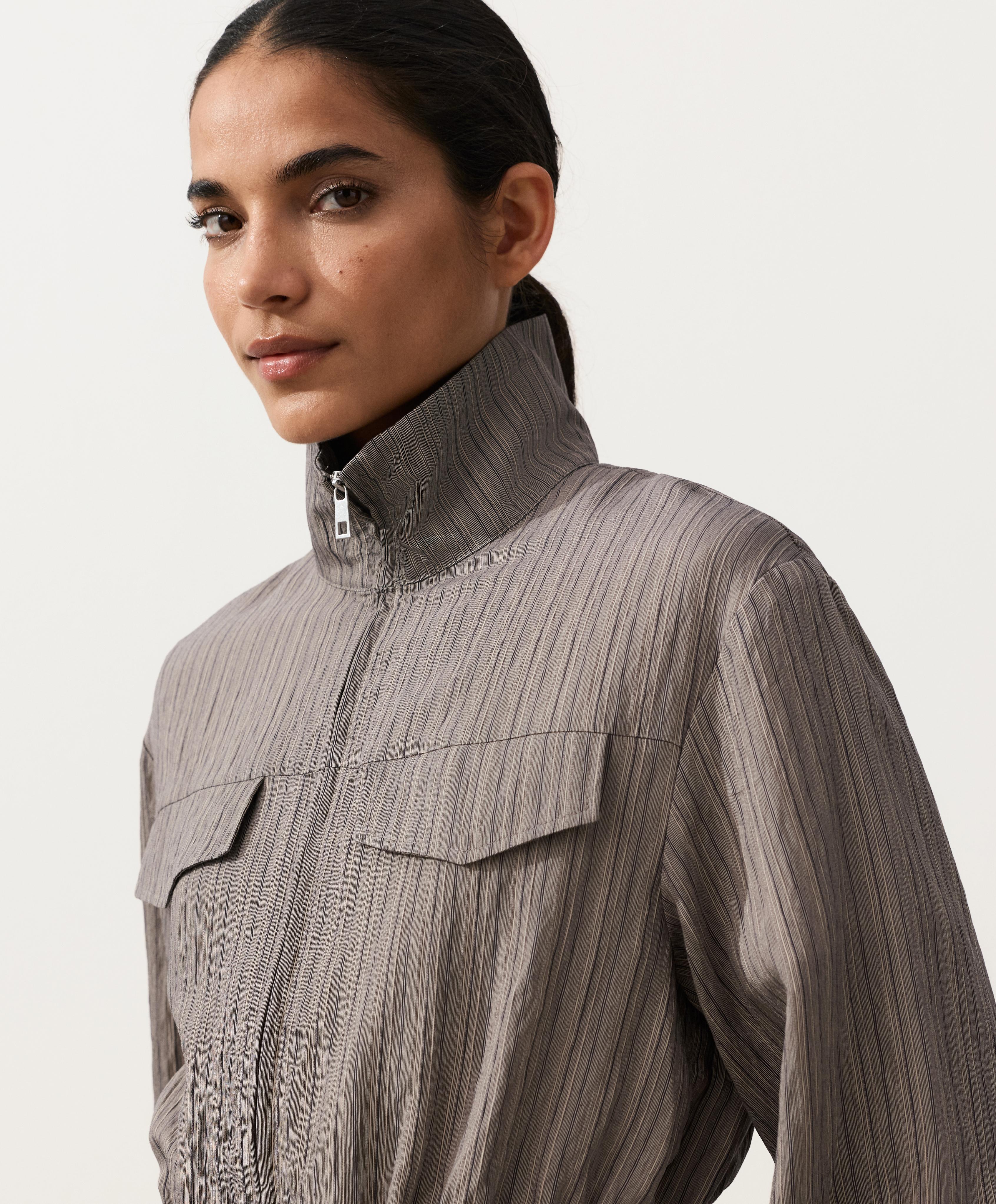 Striped Saharan jacket — CHARCOAL GREY