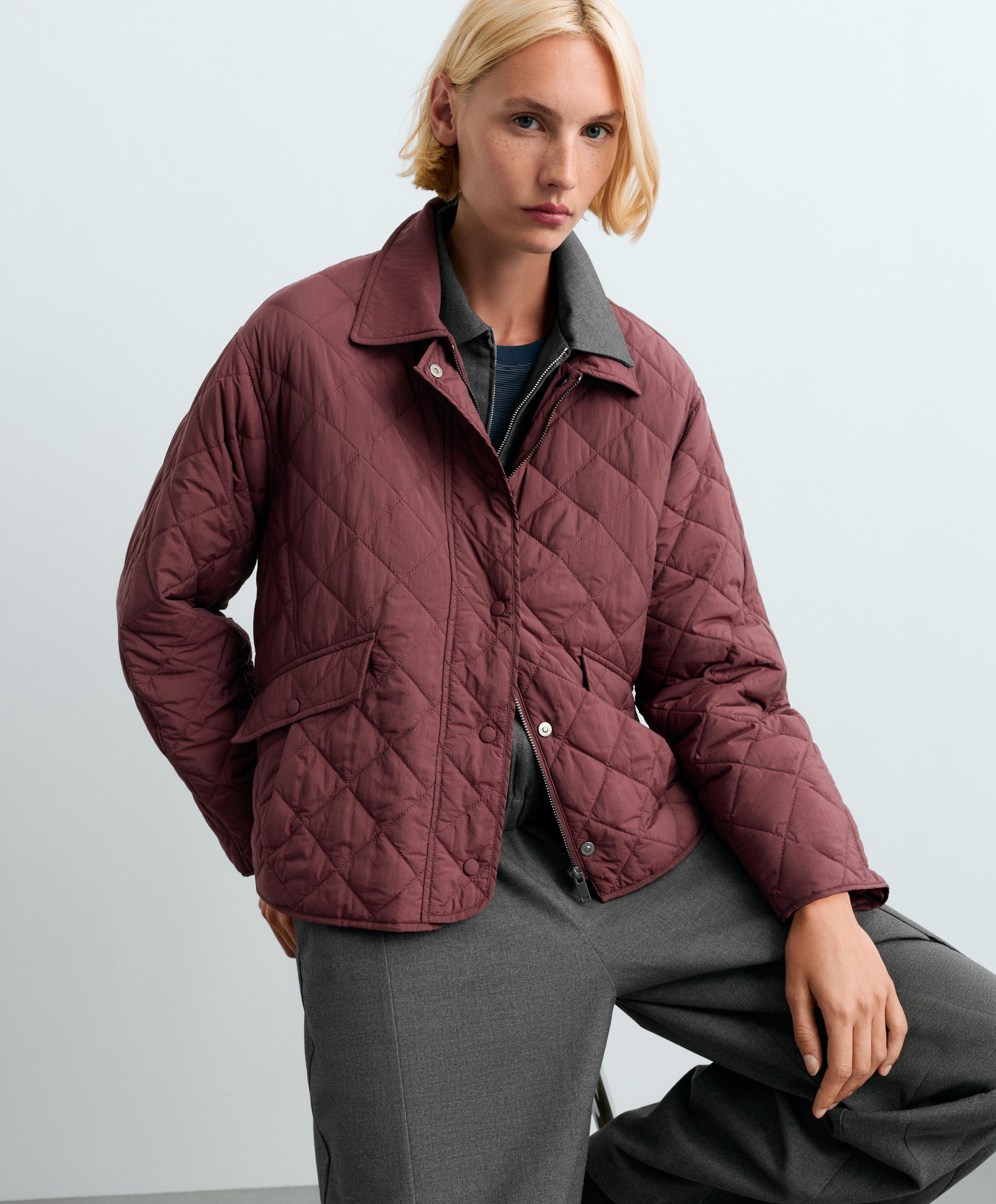 FELLEX® AEROGEL midi boxy padded jacket — BURGUNDY