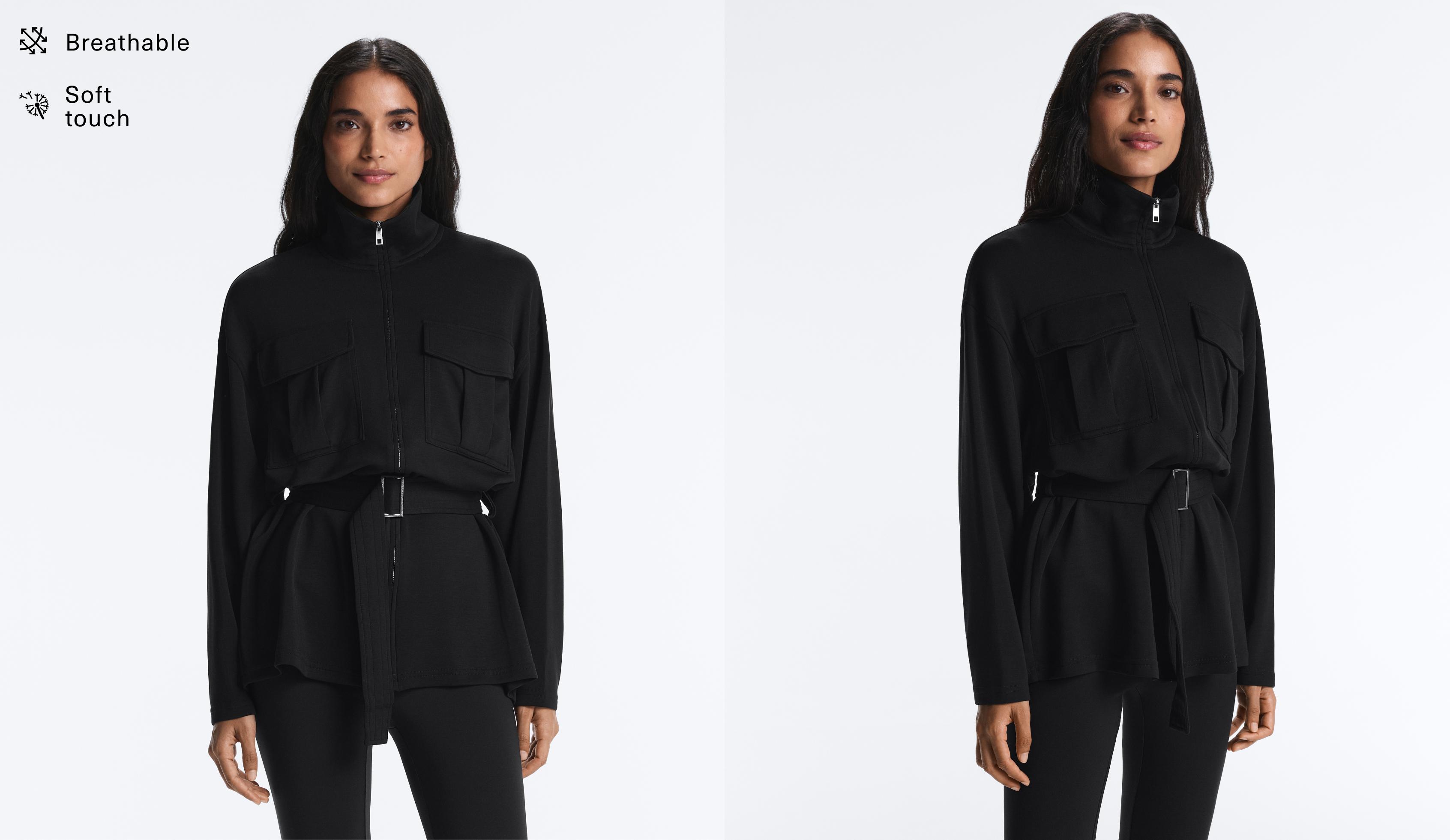 جاكيت طويل بحزام ممزوج بالمودال ناعم الملمس