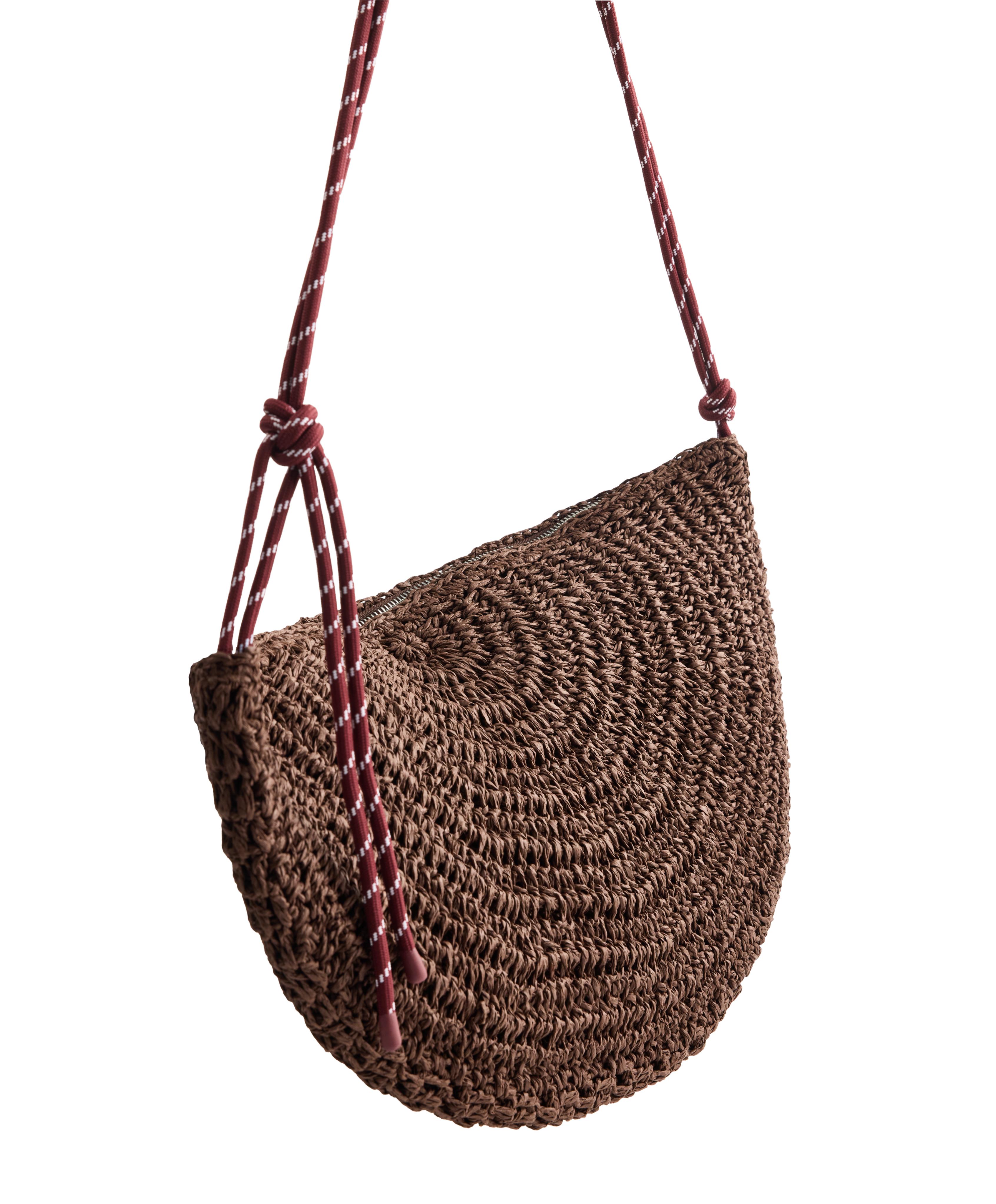 Large raffia-effect bag — BROWN