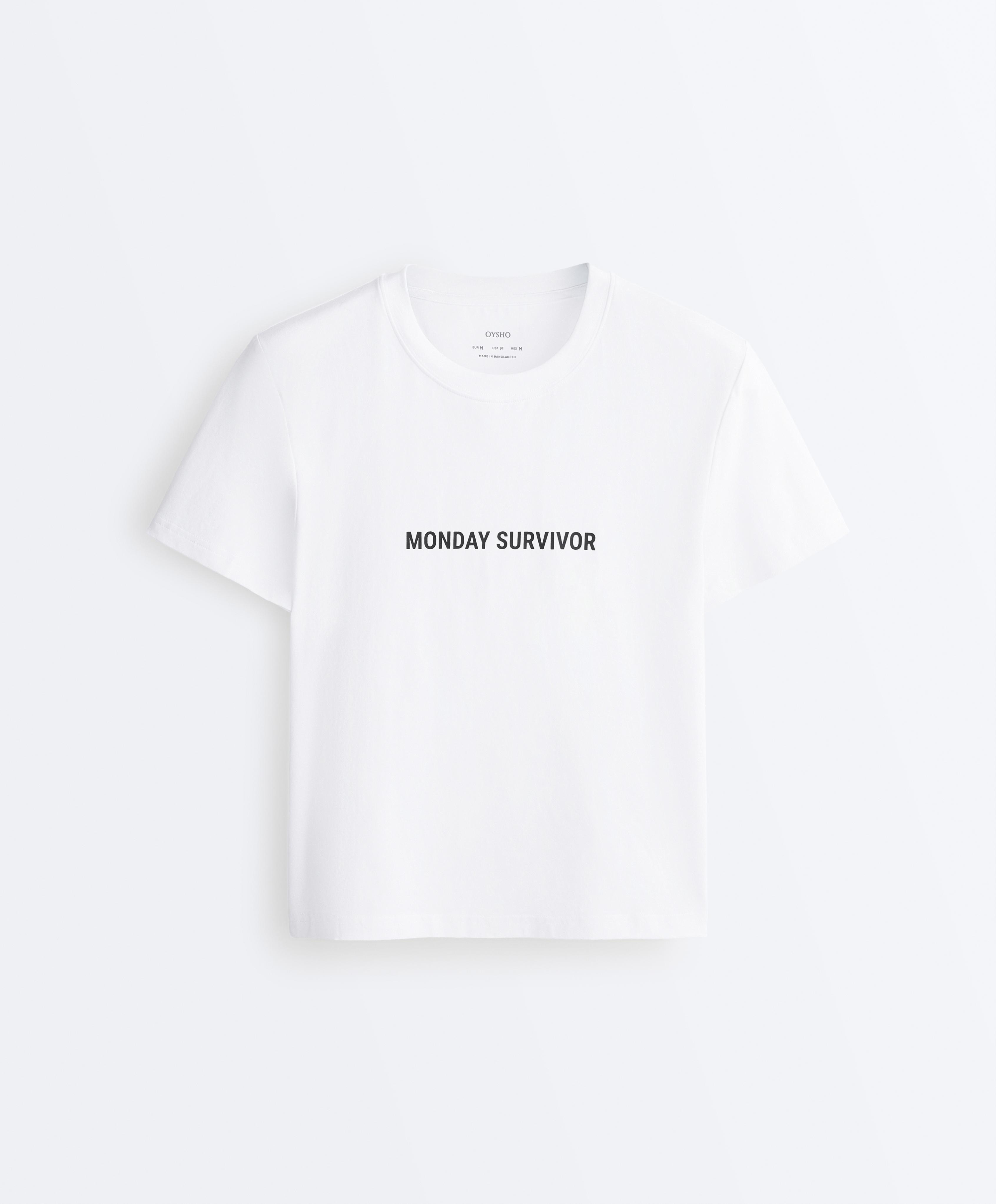 T-shirt texte mélange coton T-shirt texte mélange coton