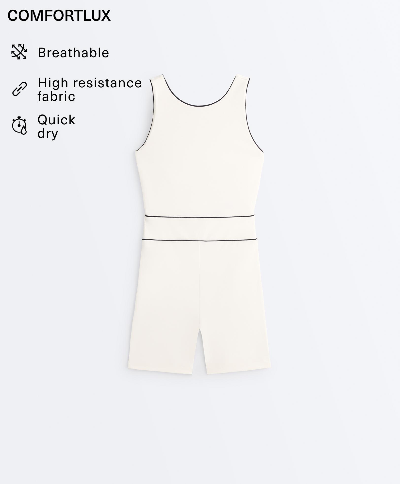 Comfortlux Piping Short Jumpsuit — PALE ECRU