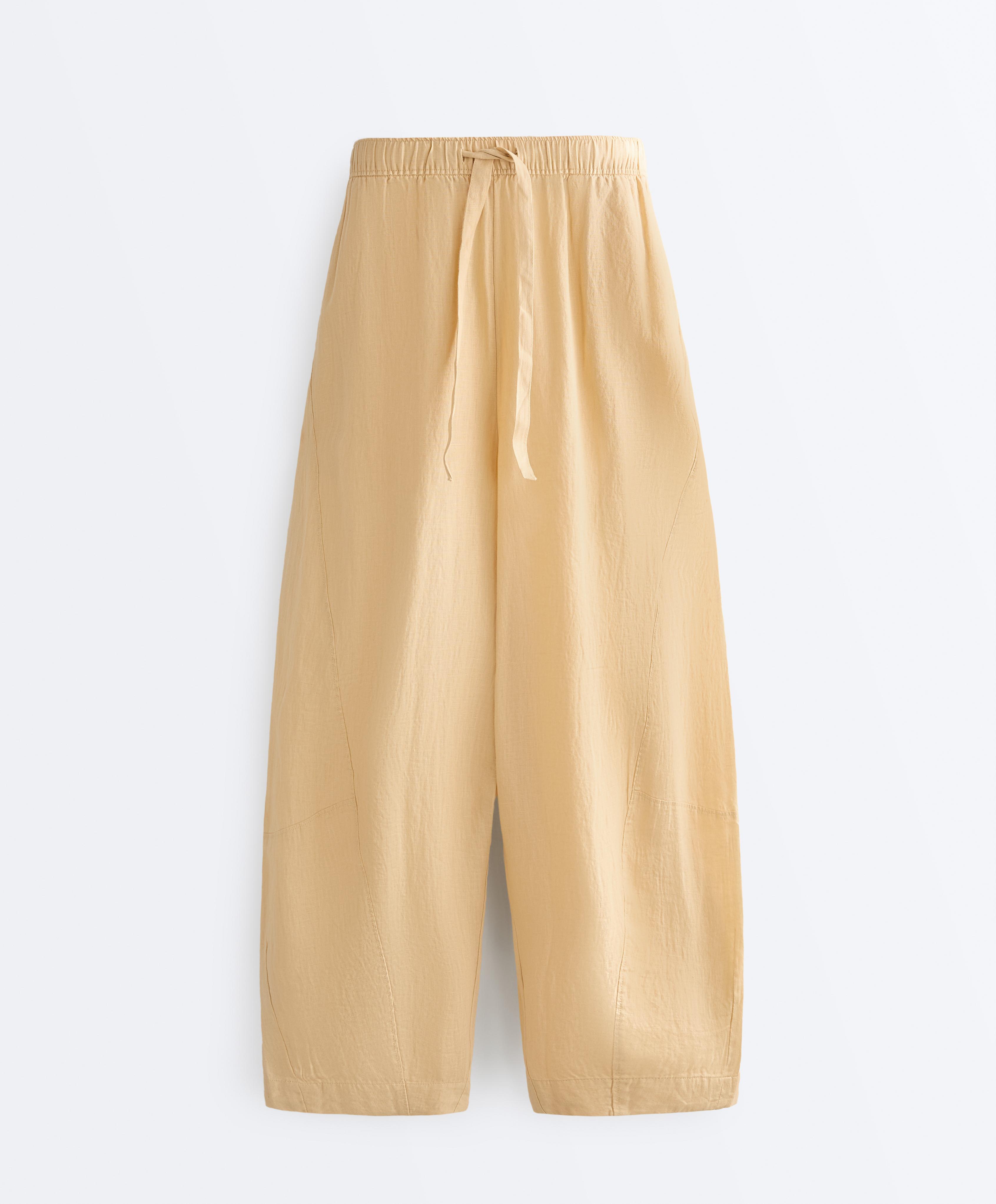 100% linen balloon trousers — WASHED YELLOW