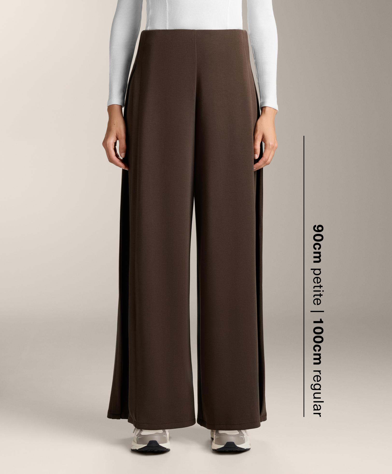 Soft-touch wide-leg trousers with modal and side pleat