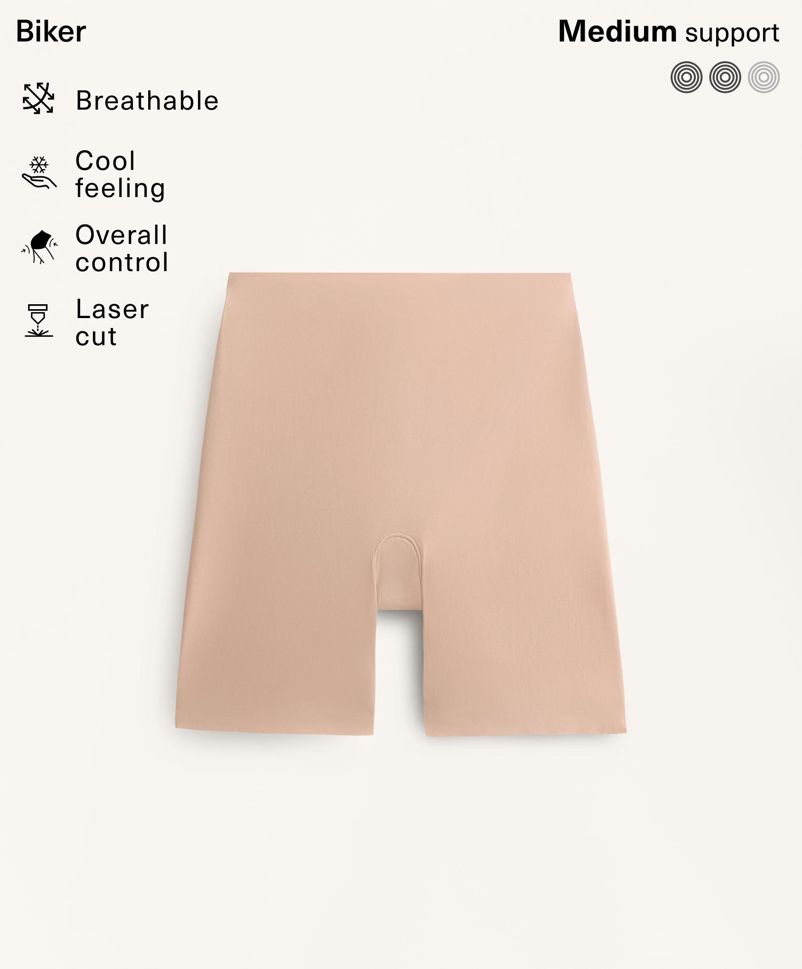 High-waisted invisible laser-cut cycling briefs — BEIGE