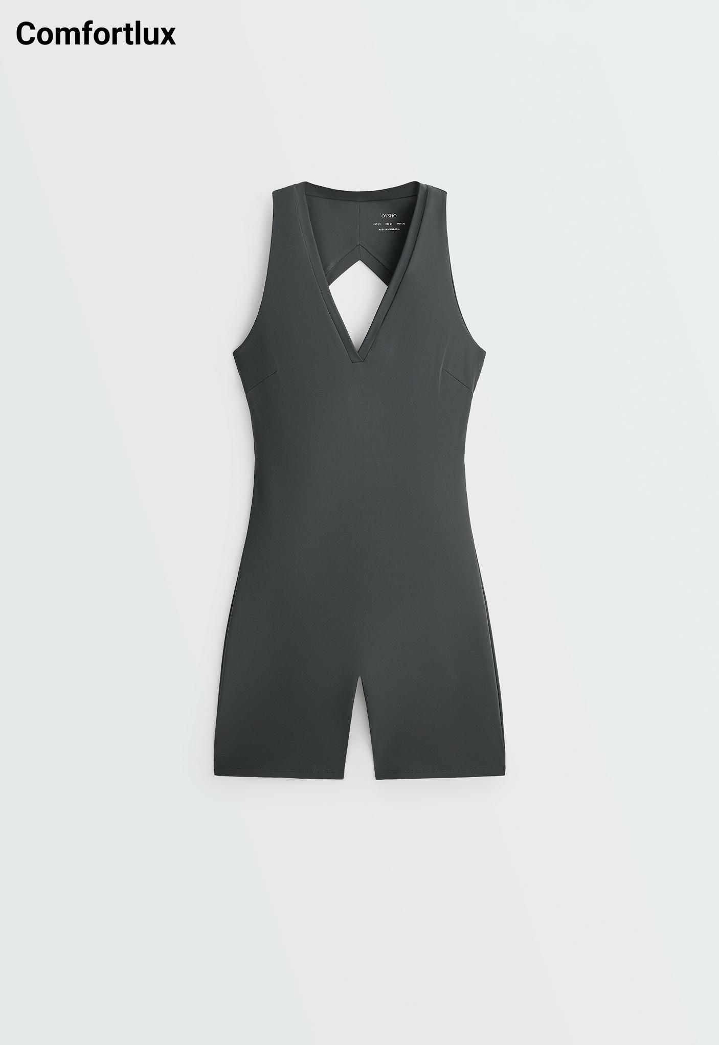 Open-back Comfortlux short jumpsuit — STEEL GREY
