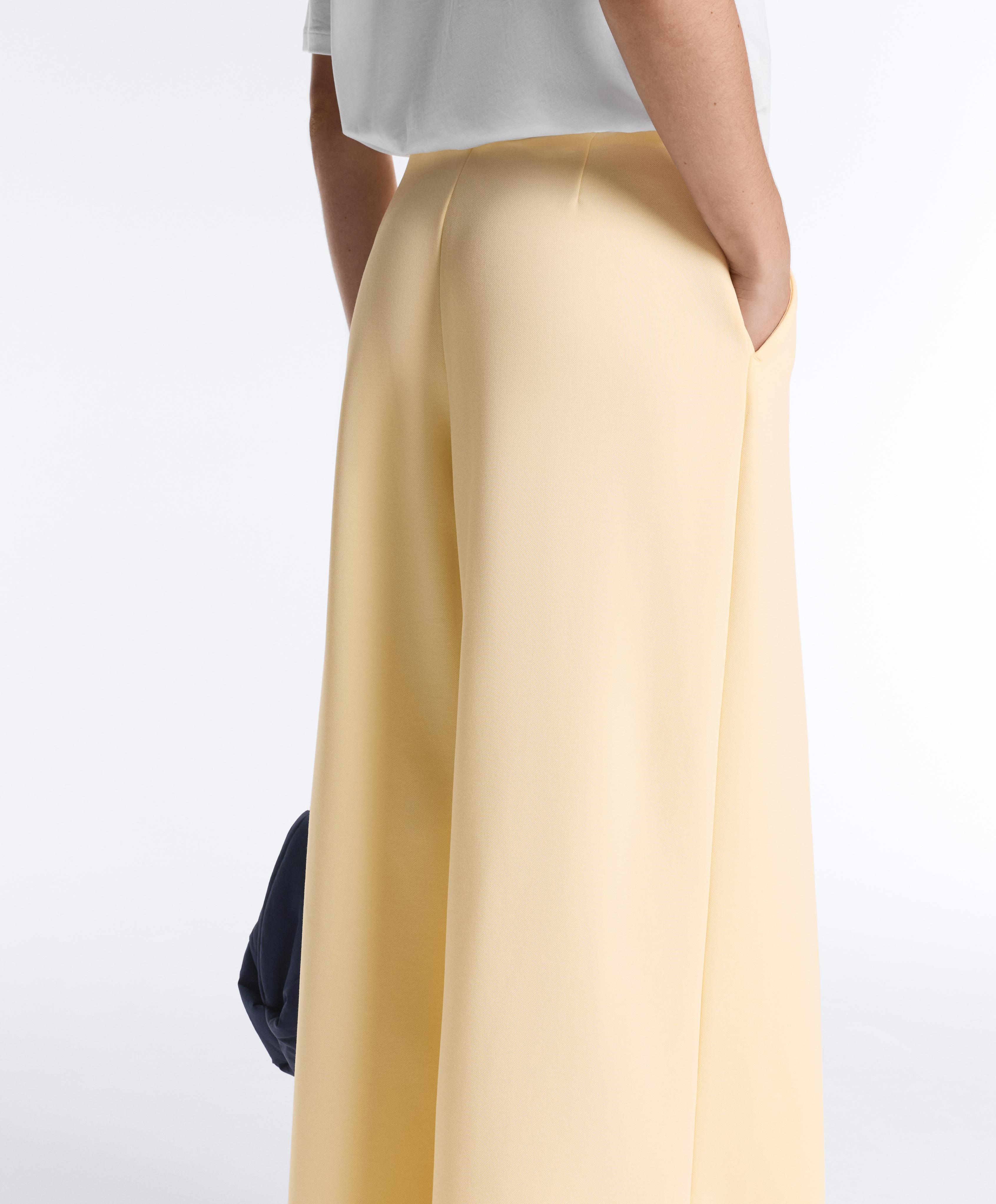 Wide-leg pique trousers with cotton — PALE YELLOW
