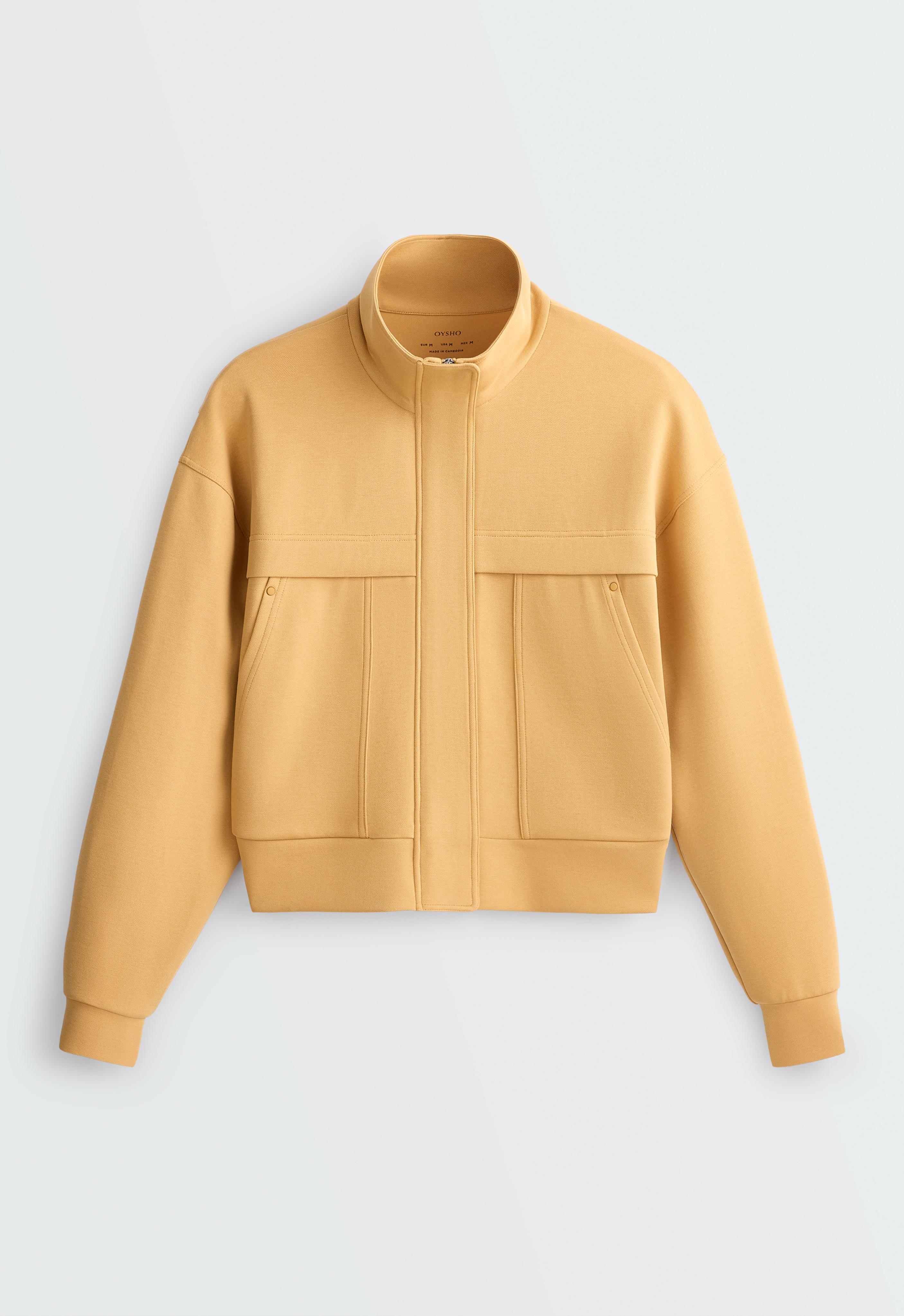 Cotton piqué bomber jacket with pockets