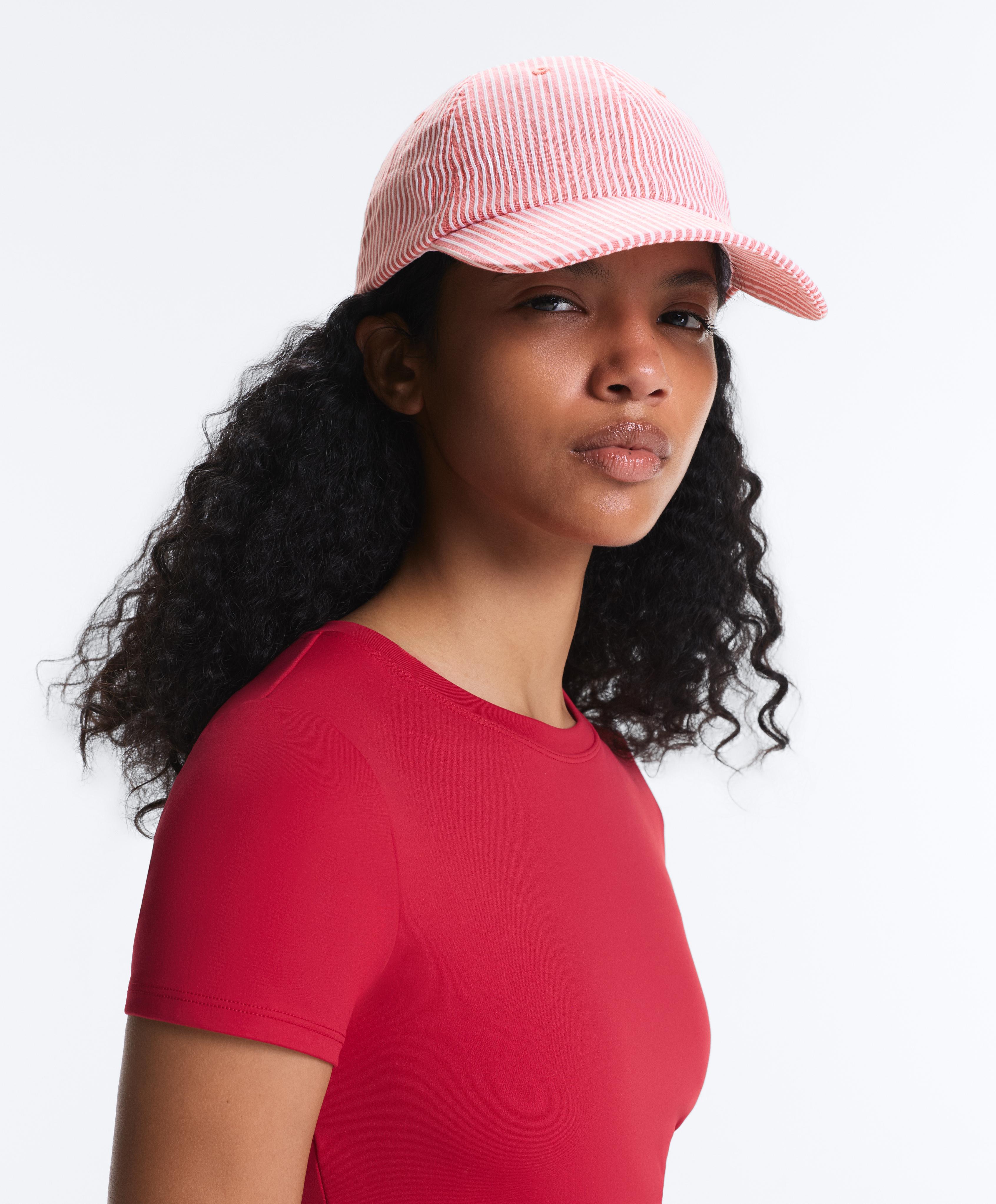 100% cotton striped cap — RED