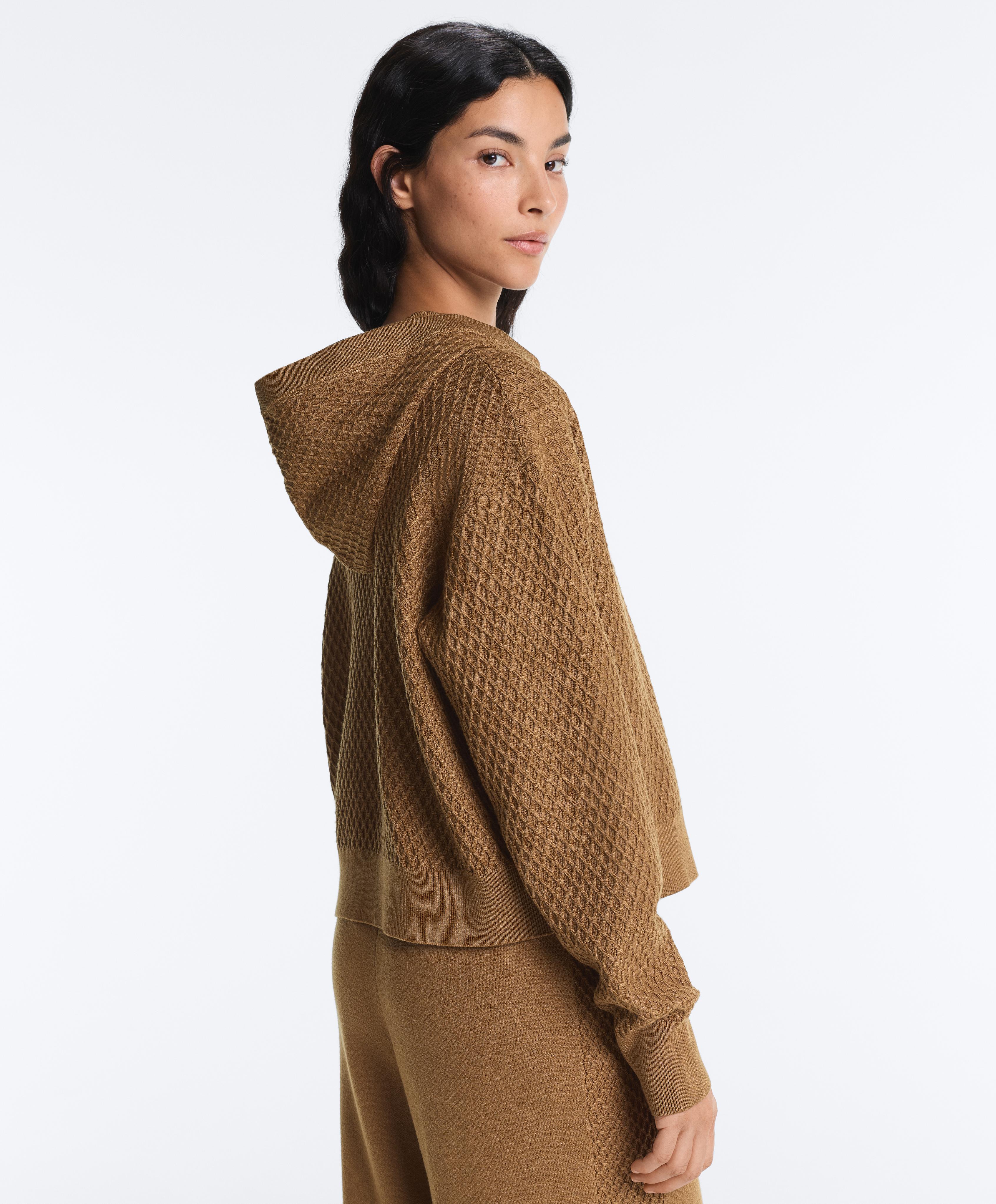 Structured knit hooded jacket — COPPER