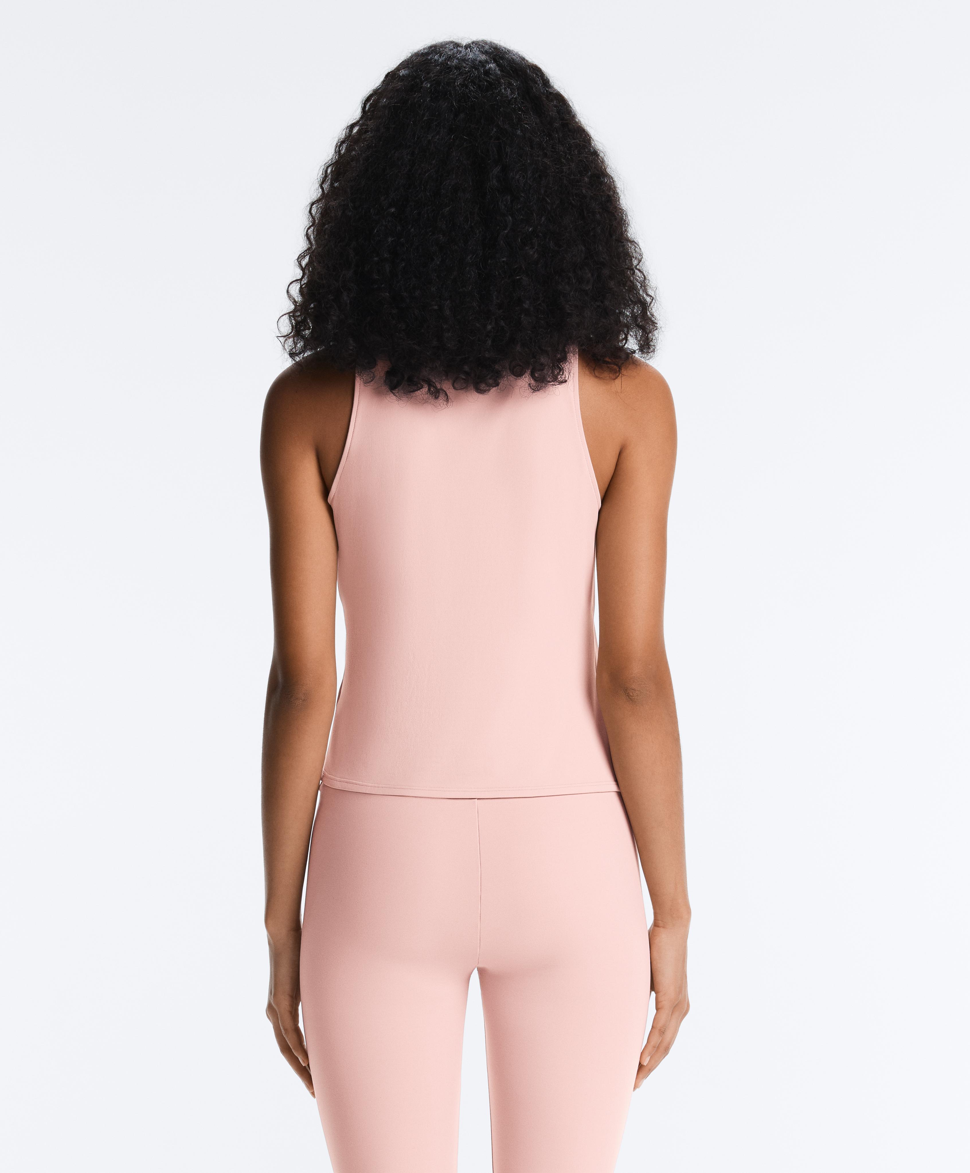 Cross-over sleeveless Comfortlux T-shirt — NUDE PINK