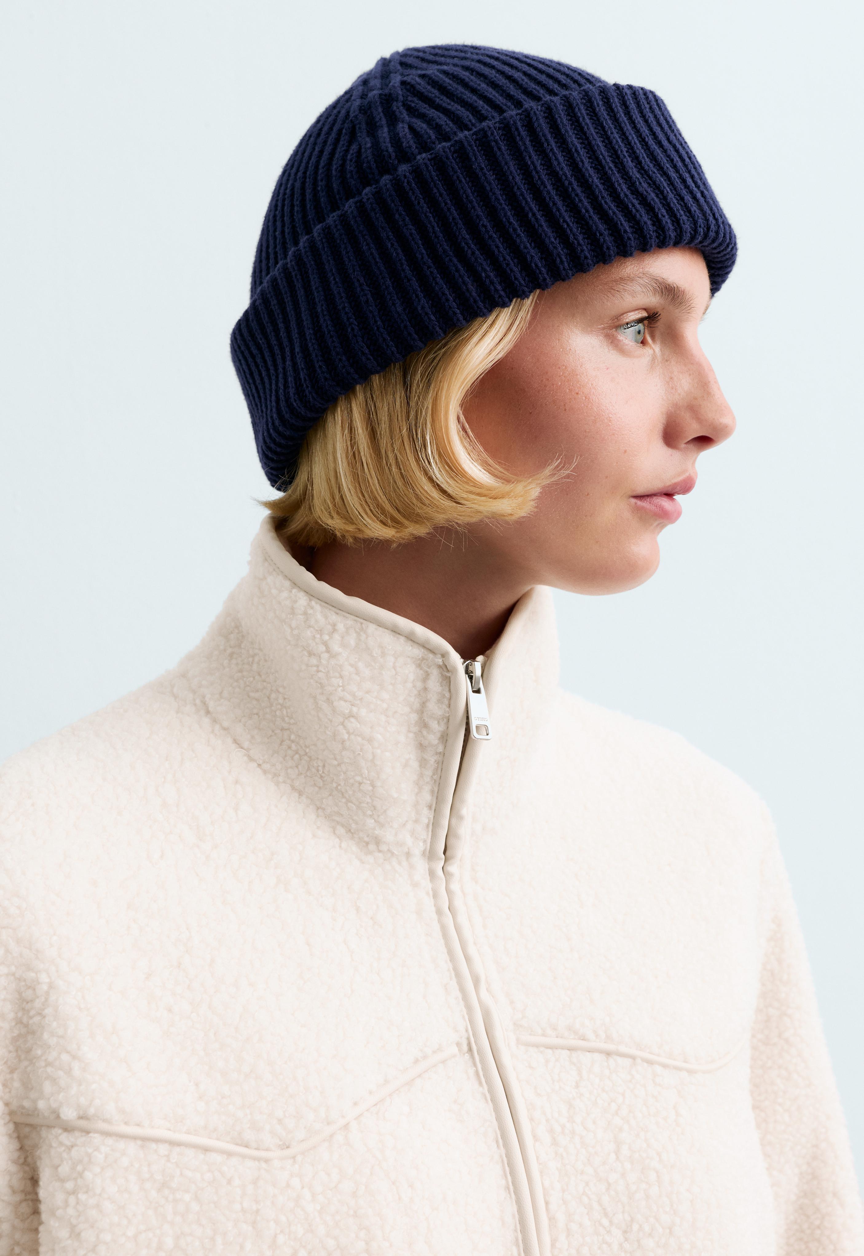 100% cotton ribbed beanie — NAVY BLUE