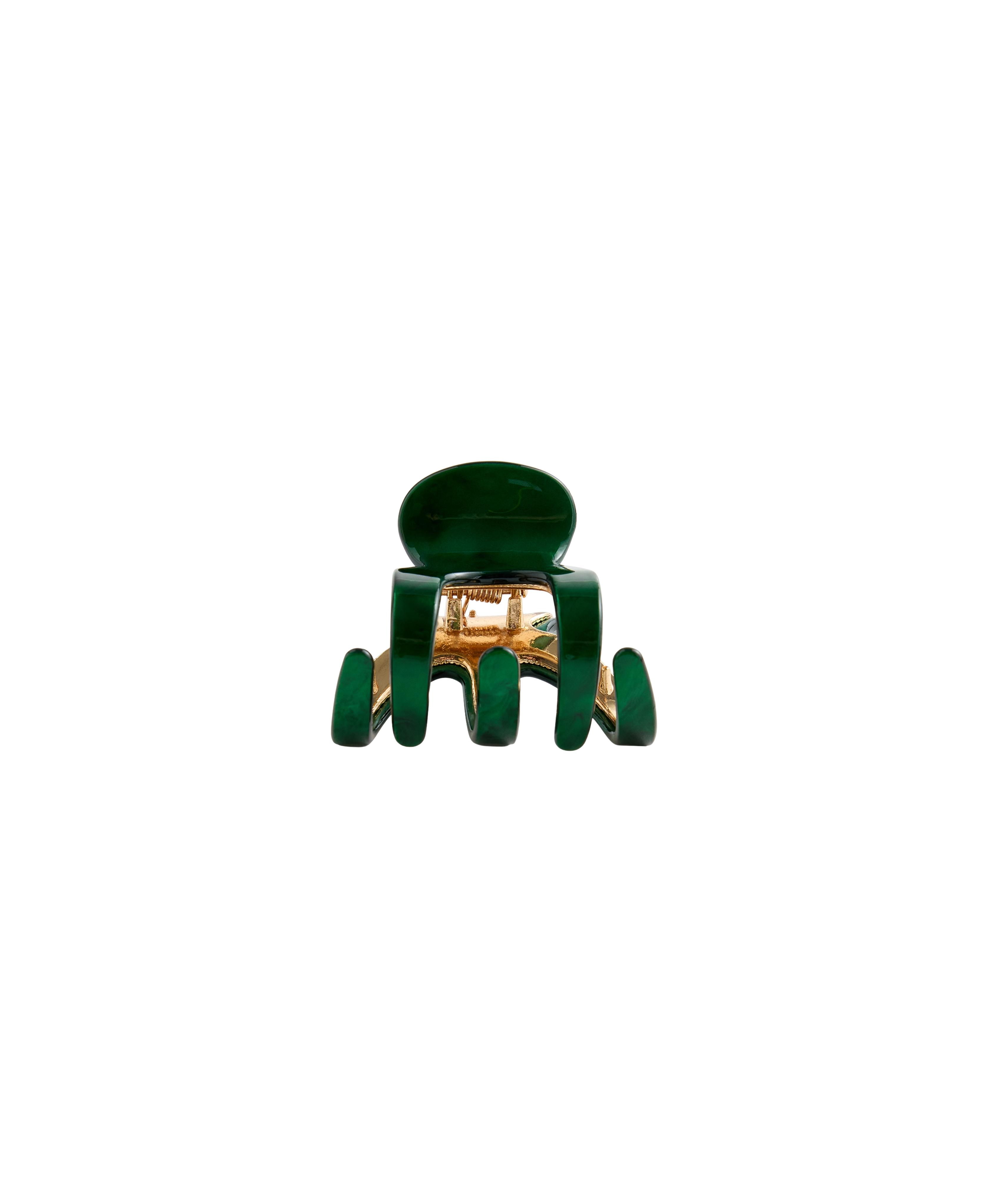 Medium metallic hair clip — DARK EMERALD