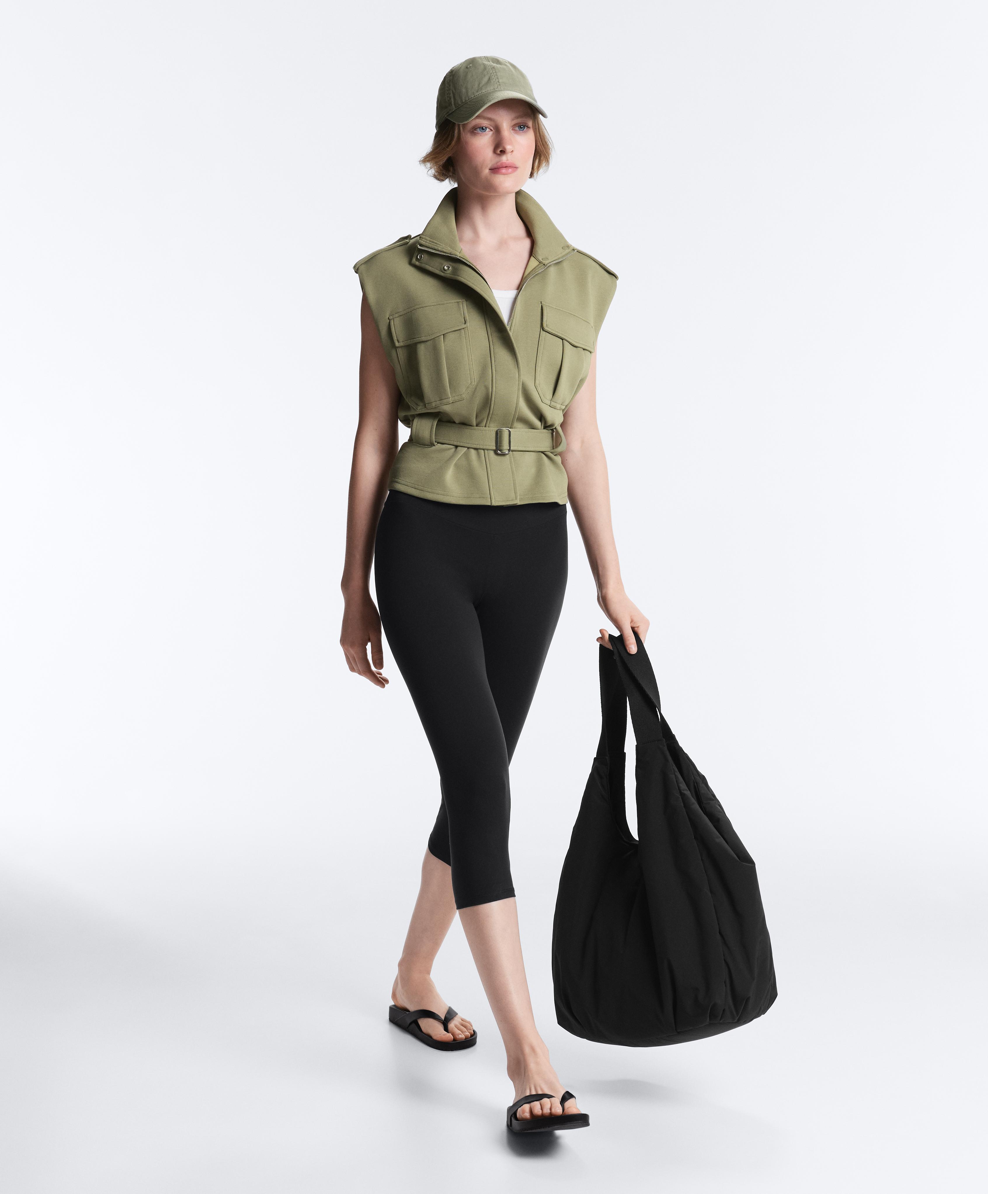 Utility piqué gilet with cotton belt — YELLOW GREEN