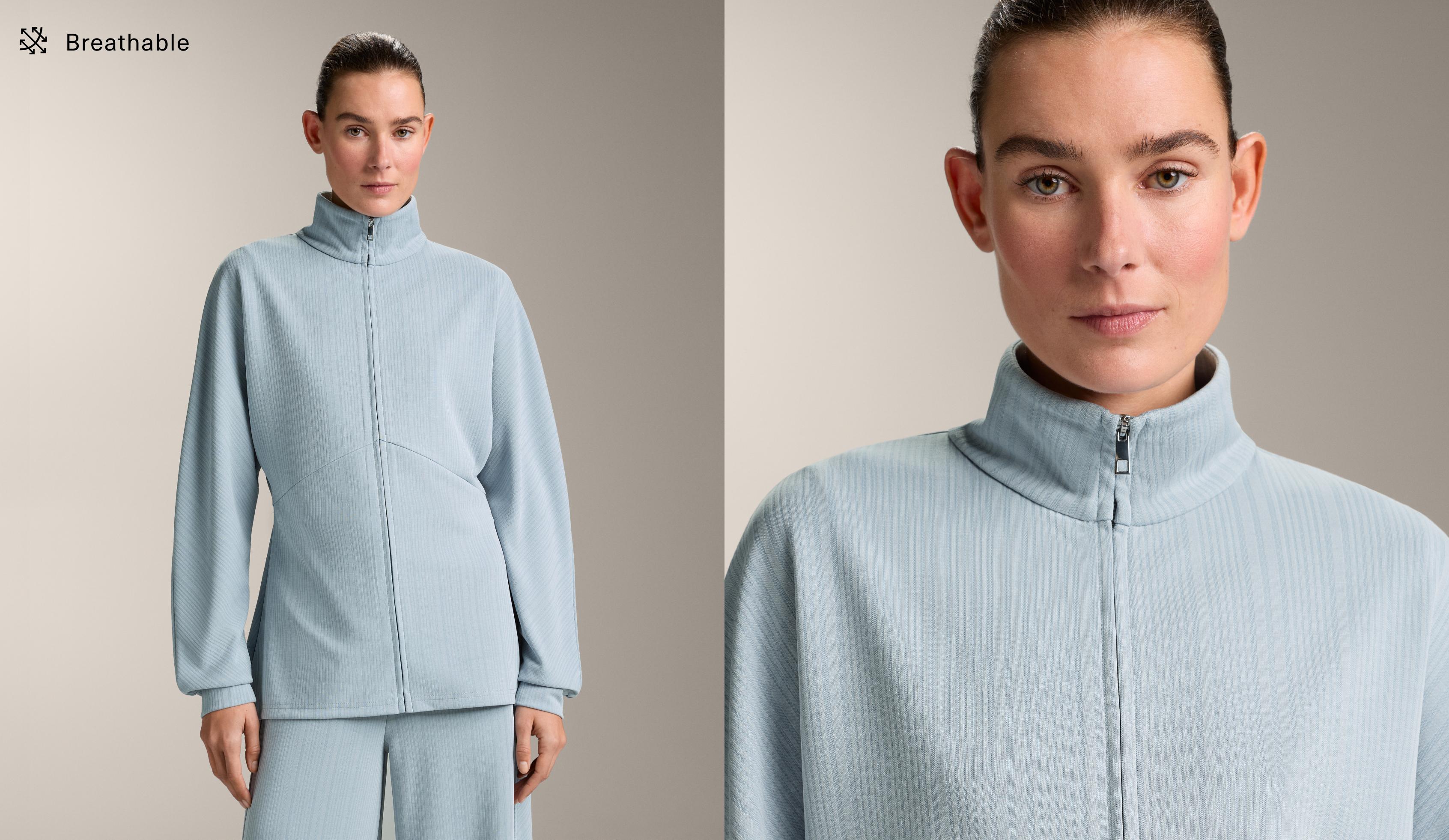 Veste longue asymétrique à rayures avec modal Veste longue asymétrique à rayures avec modal