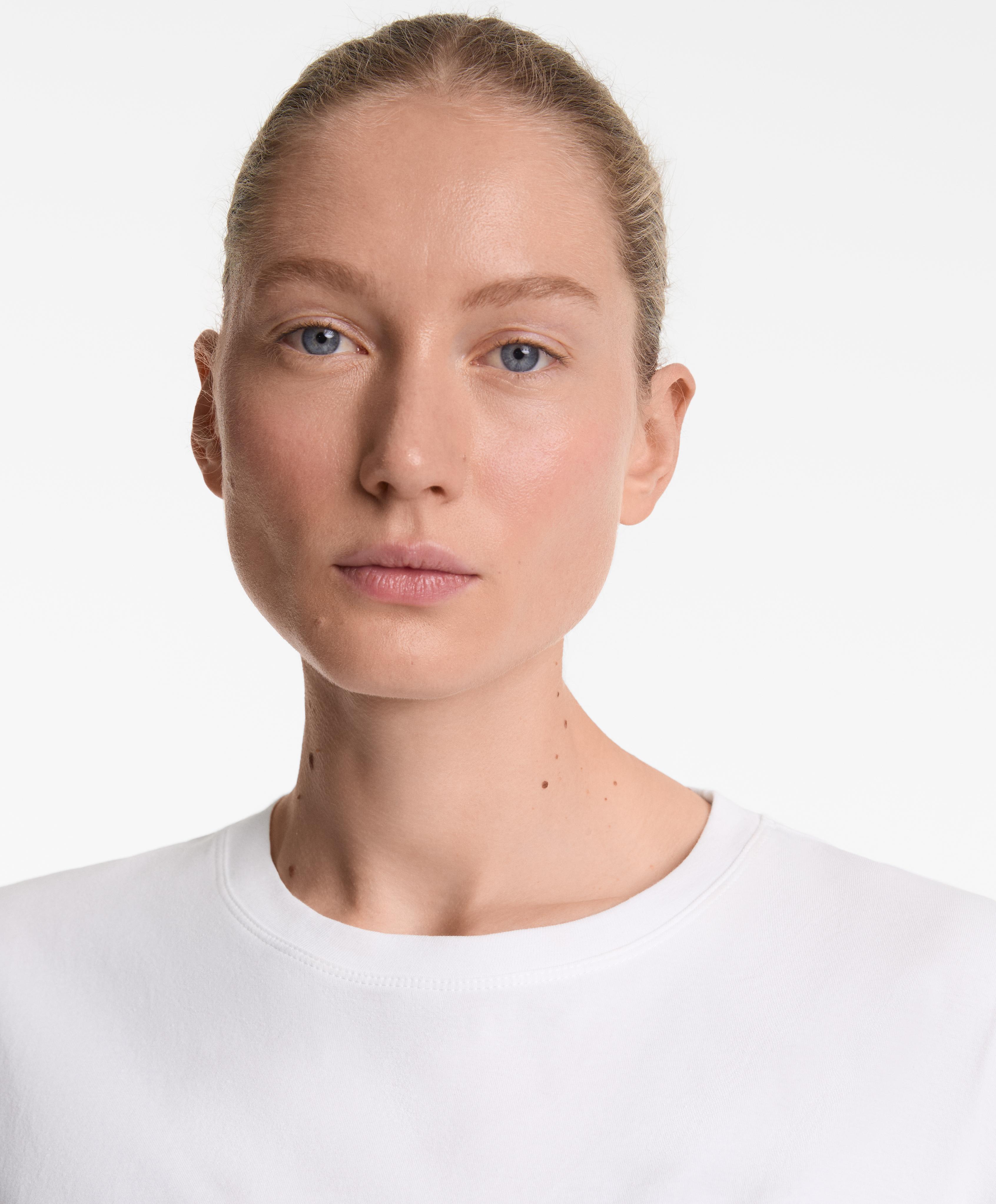 Long short-sleeved cotton blend T-shirt — WHITE