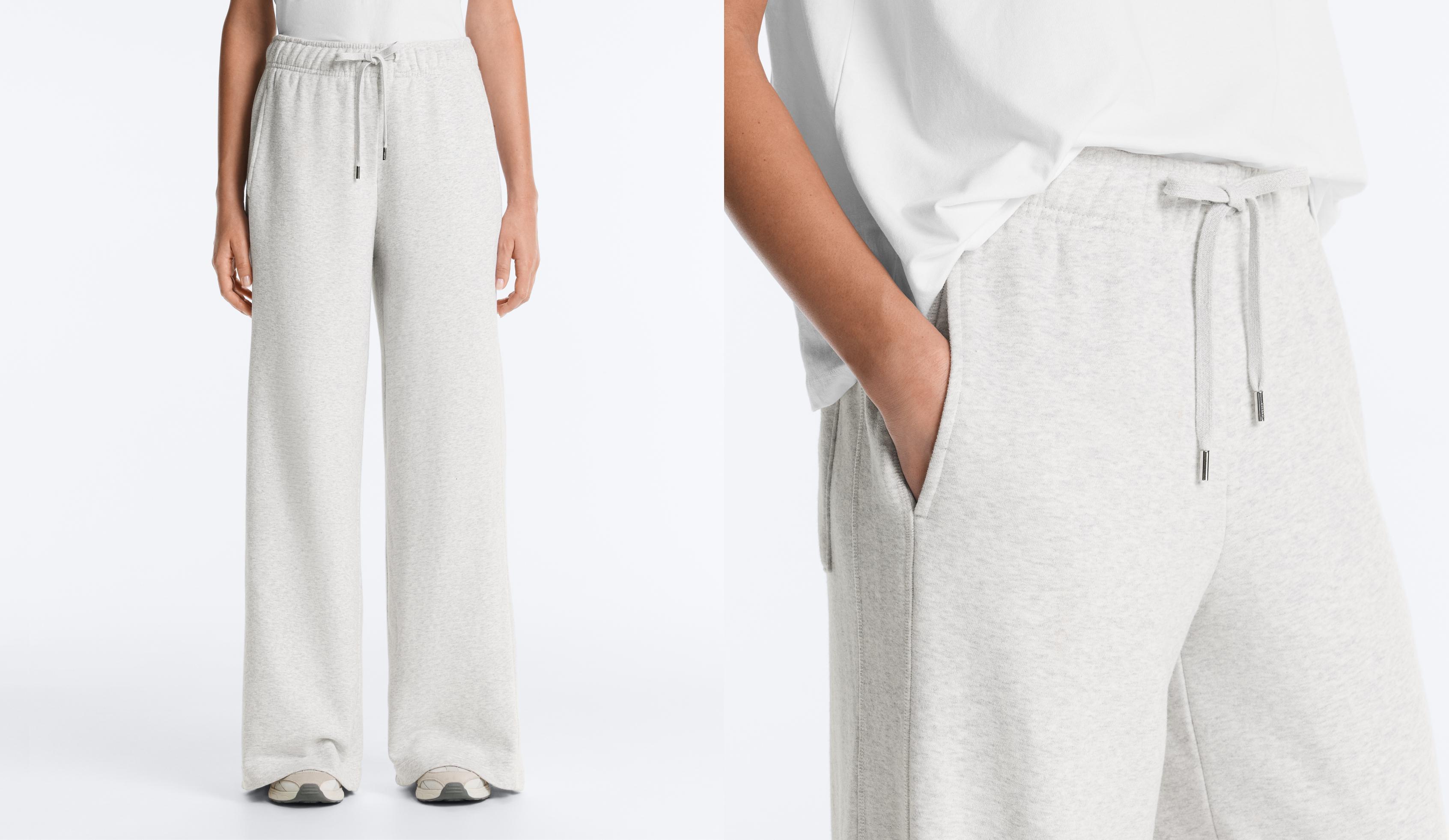 Marl cotton straight-leg trousers