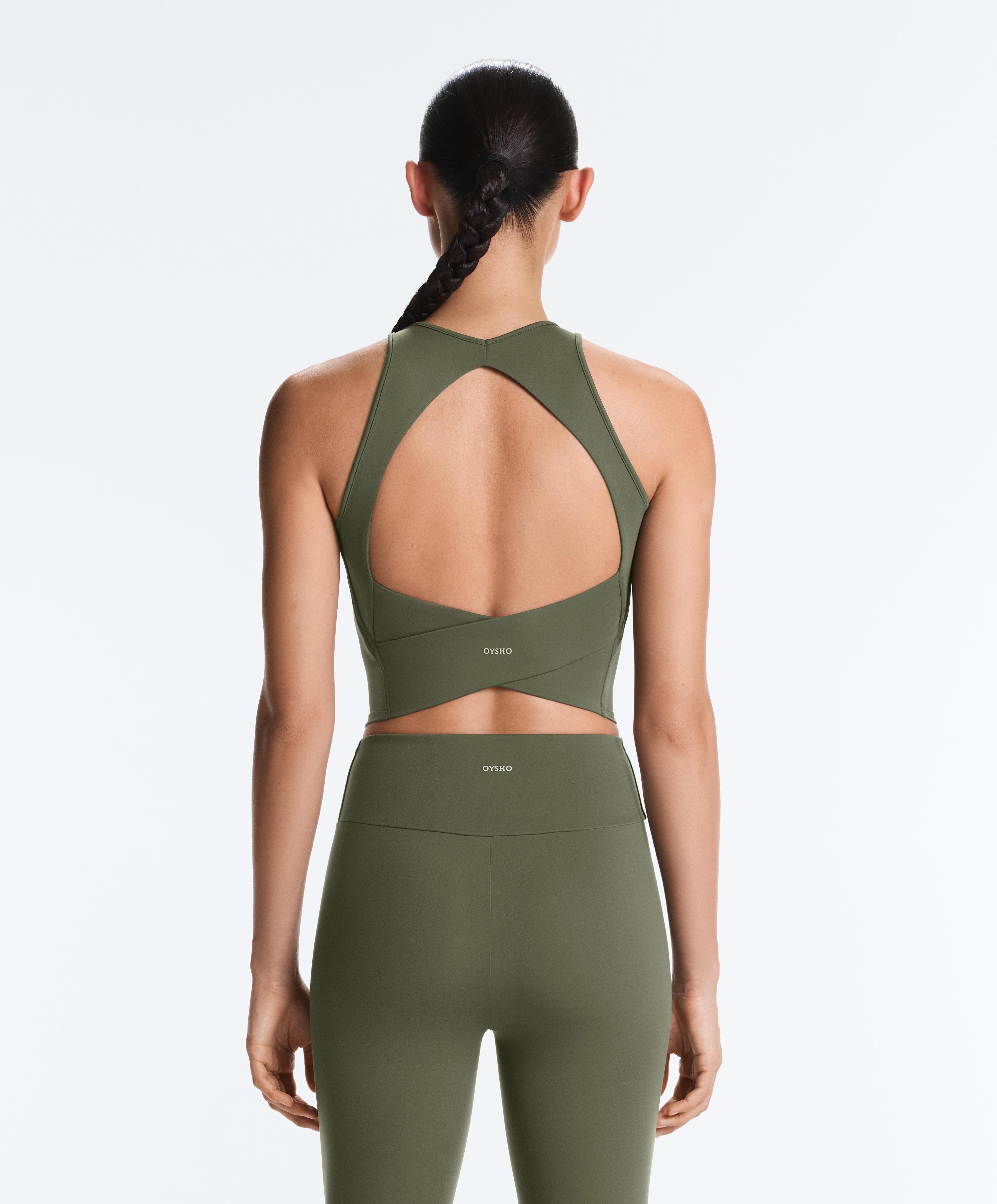 Comfortlux open back halter tank top — DARK GREEN