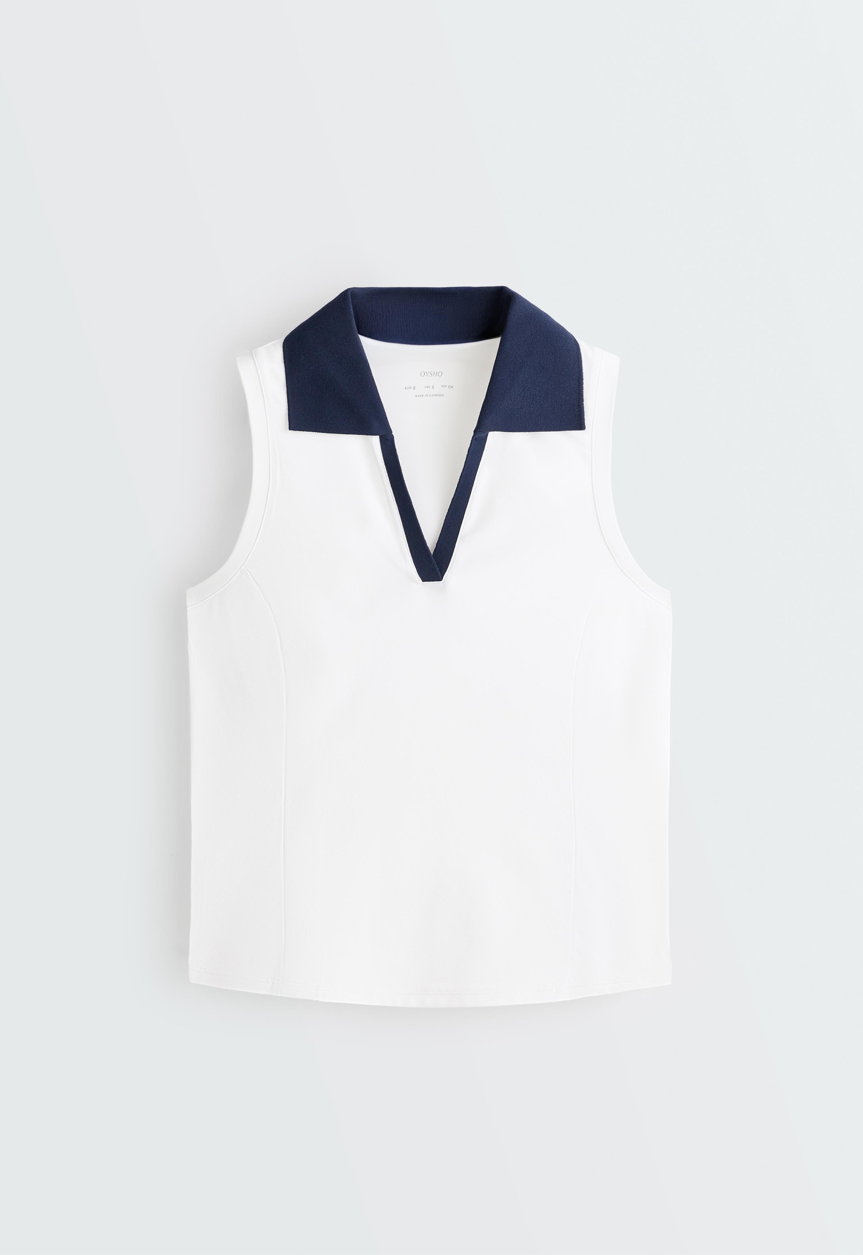 Contrast sleeveless Comfortlux polo shirt — WHITE