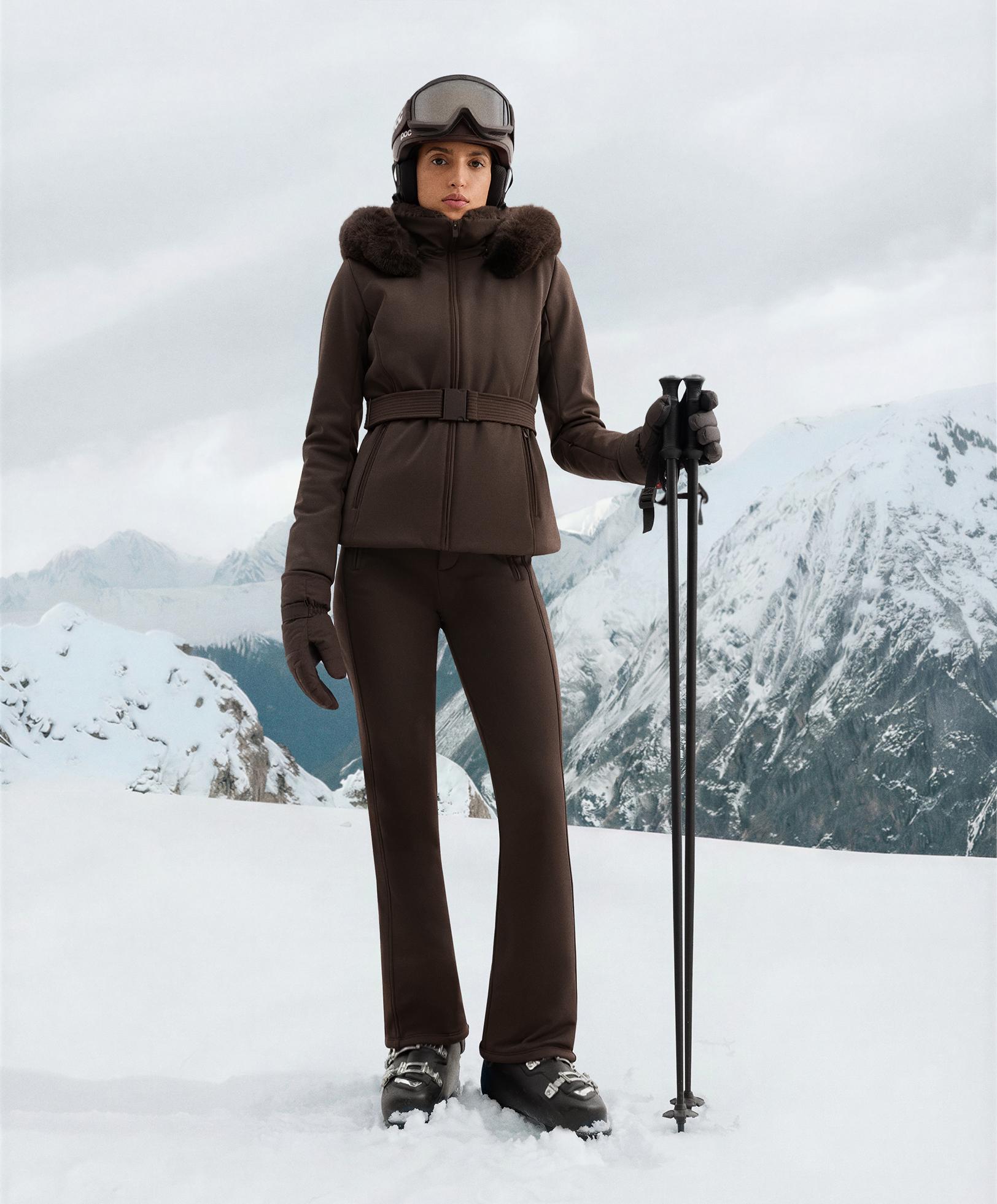 Primaloft® SKI water-resistant super-slim fit jacket — DARK BROWN