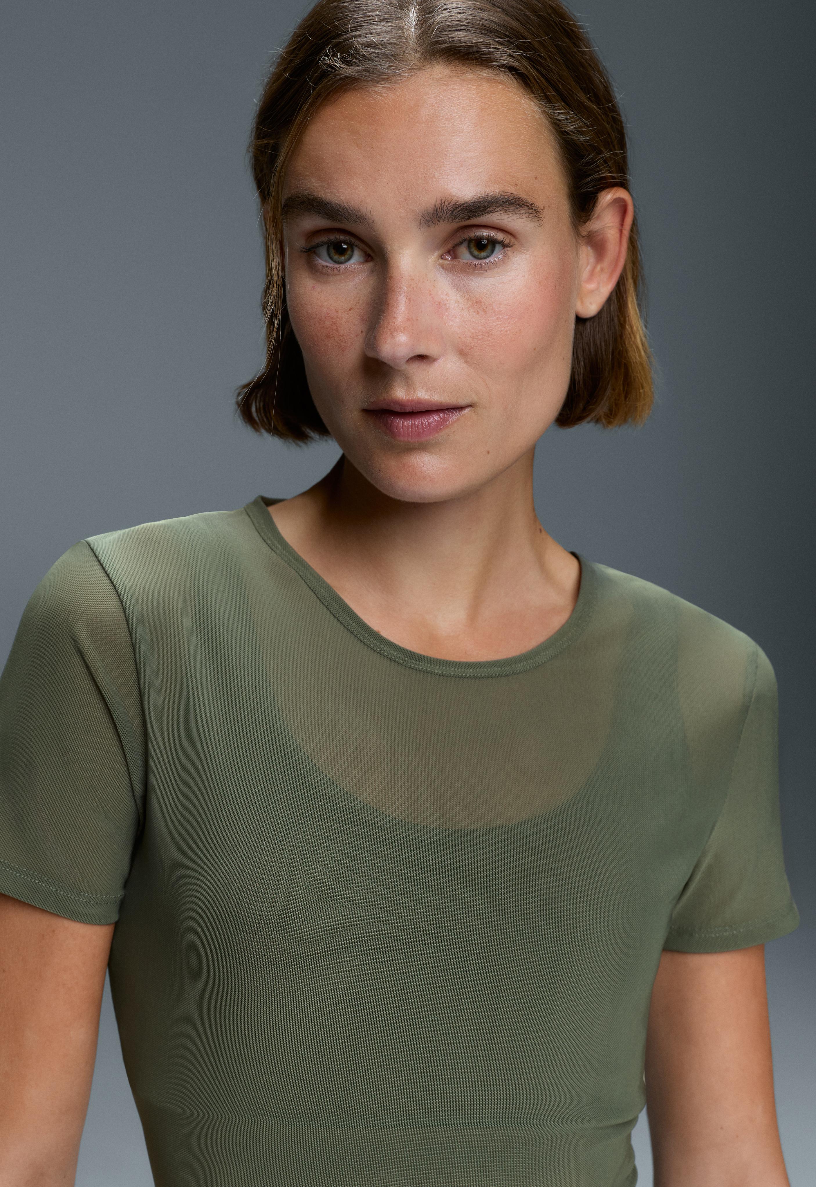Evermove short-sleeved overlay tank top — KHAKI