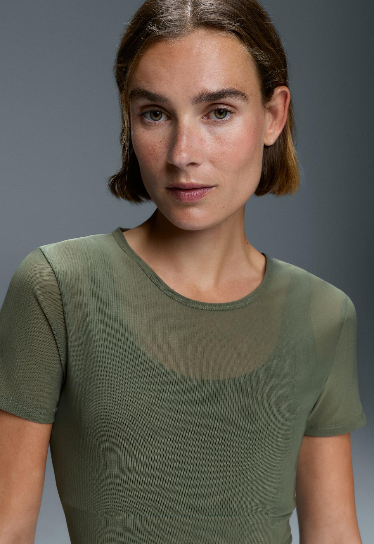 Evermove short-sleeved overlay tank top — KHAKI