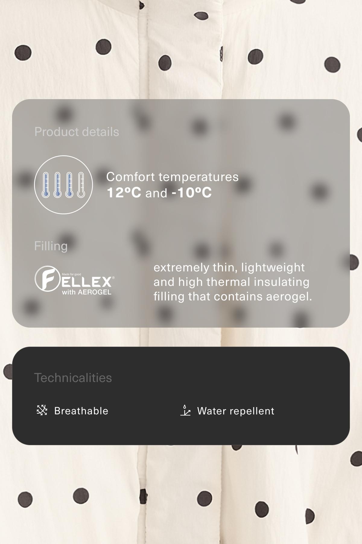 Water-repellent FELLEX® AEROGEL polka dot padded jacket — PALE ECRU