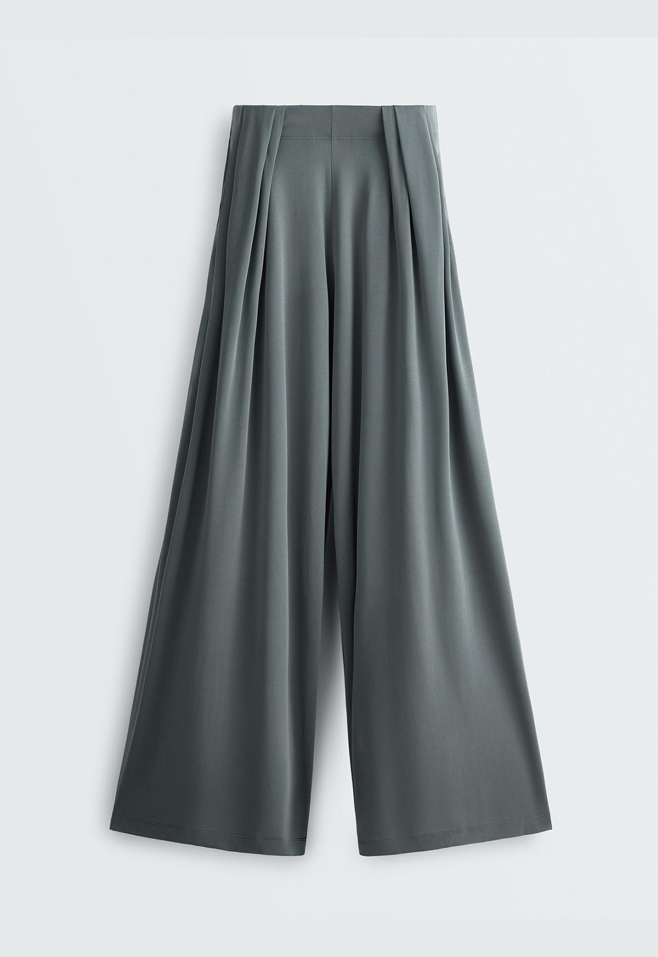 Floaty trousers with pleated modal blend waist — STEEL GREY