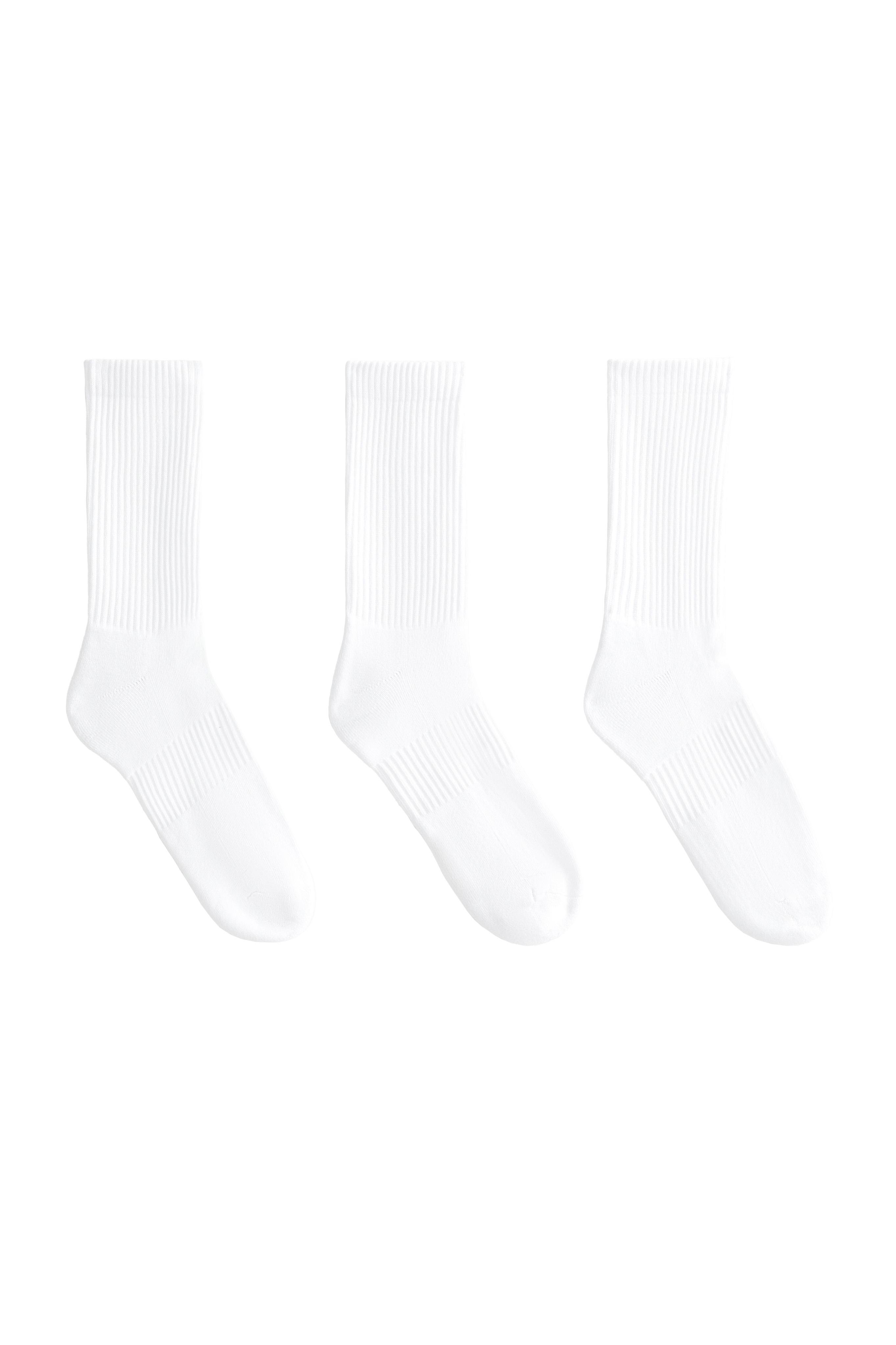3 pairs of classic cotton blend sports socks — WHITE