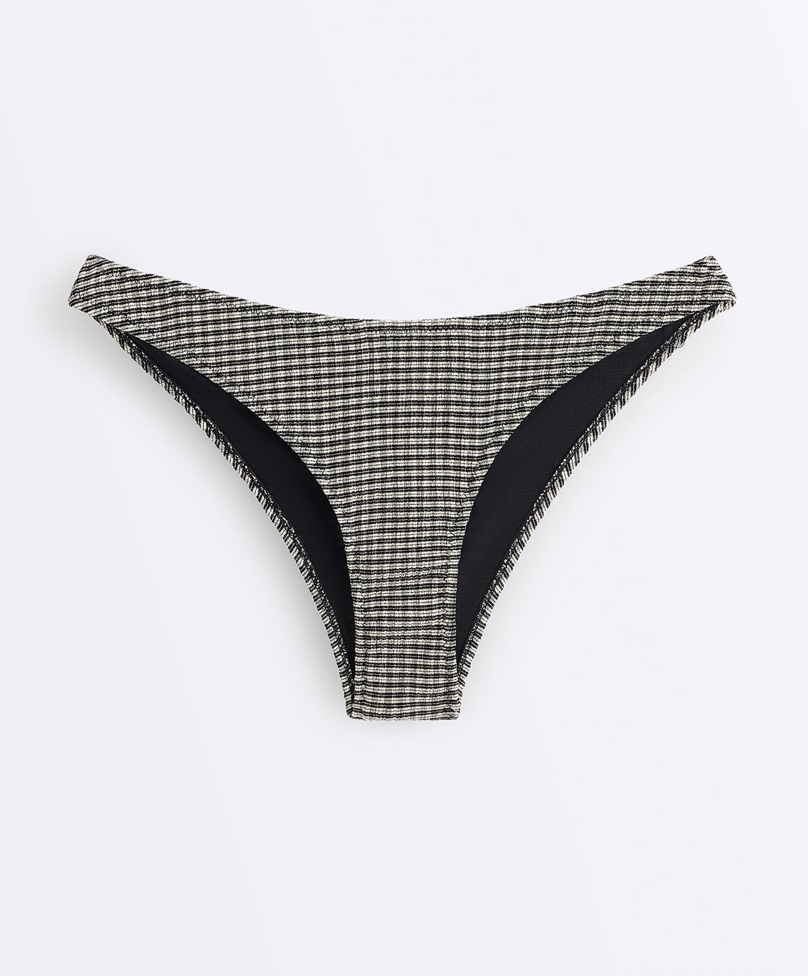 Mini check U-cut medium-coverage bikini briefs — BLACK