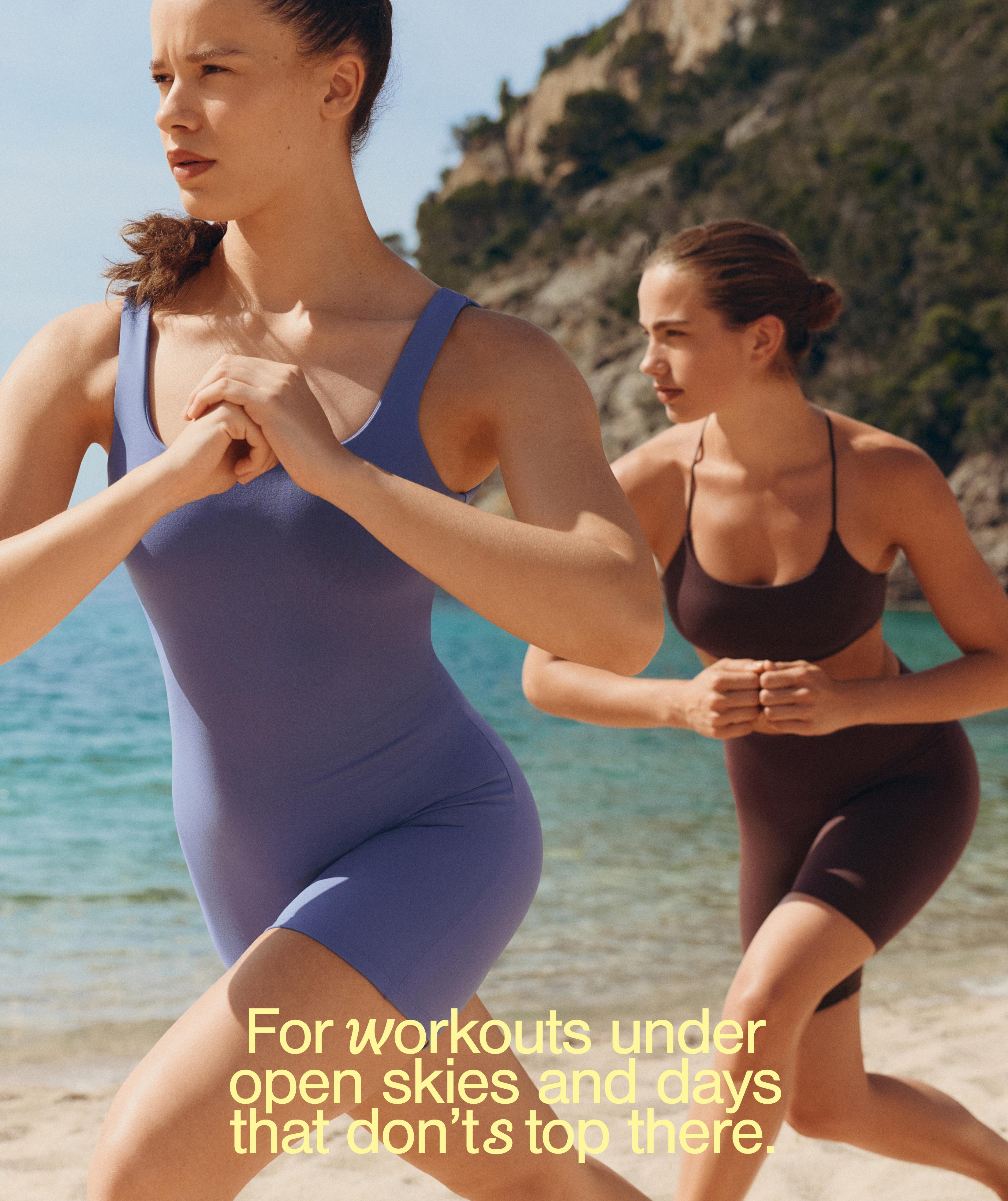 Evermove square neck short jumpsuit — BLUEBERRY