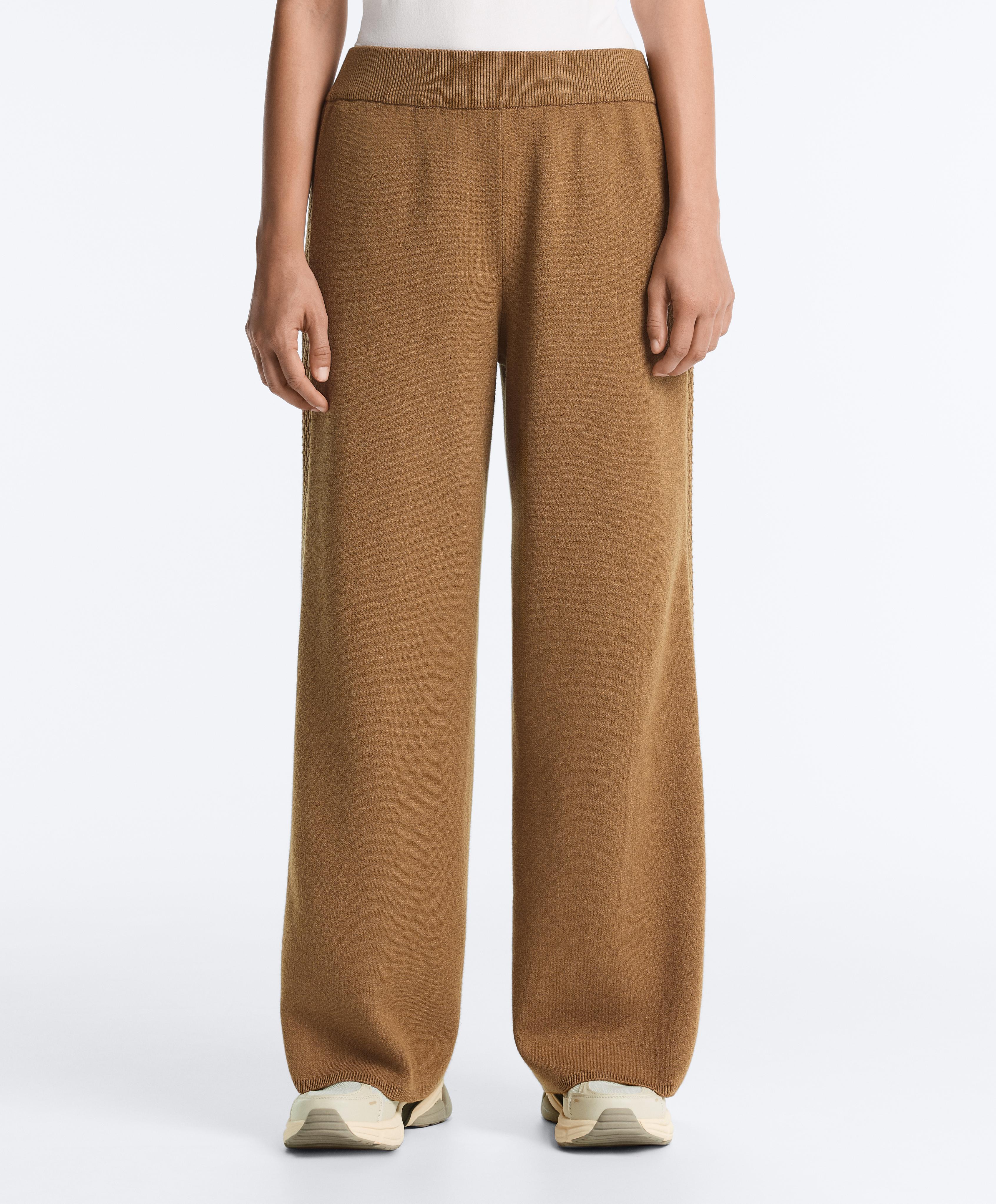 Straight-leg trousers with side knit structure — COPPER