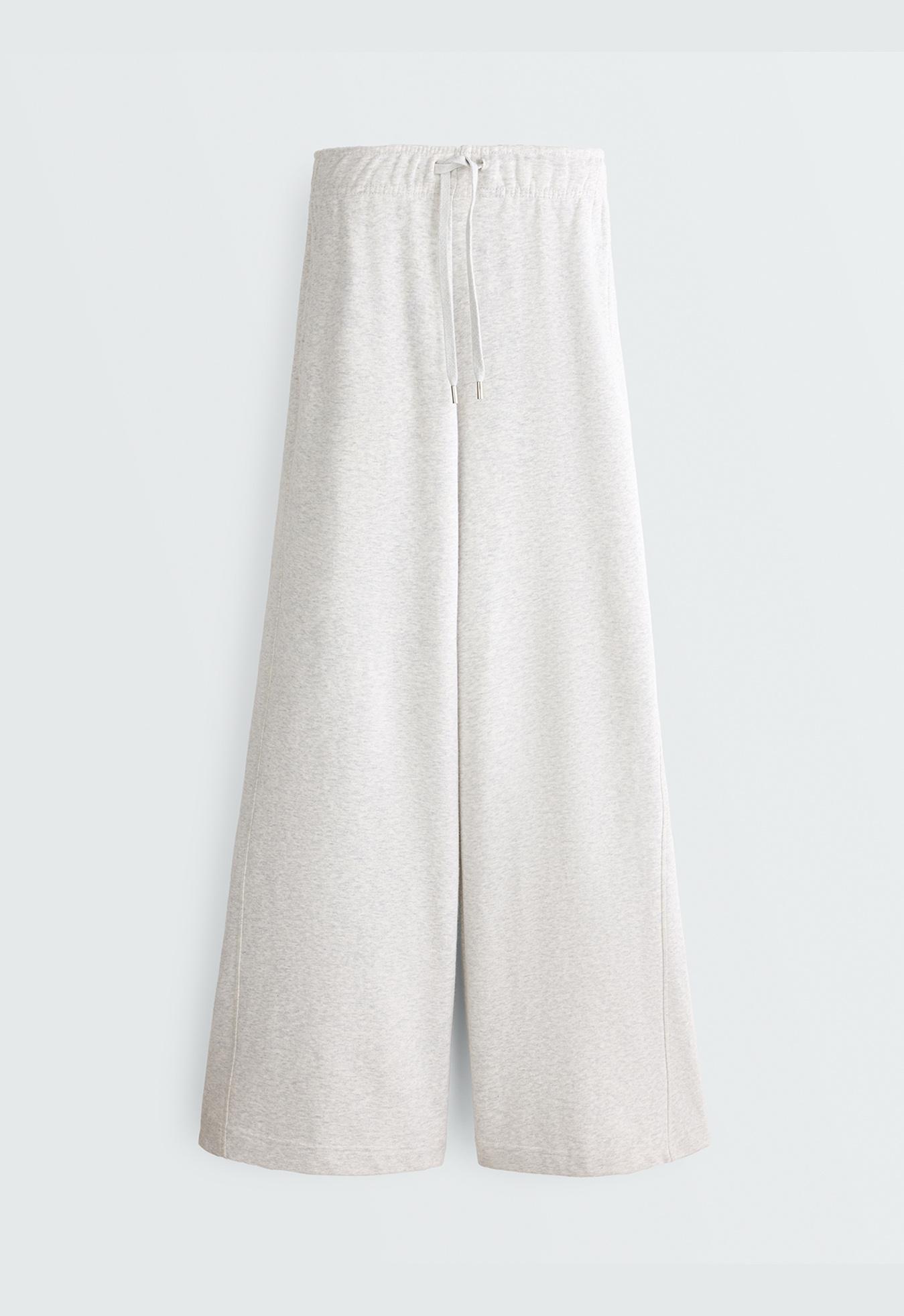 Heathered cotton straight-leg trousers — PALE GREY MELANGE
