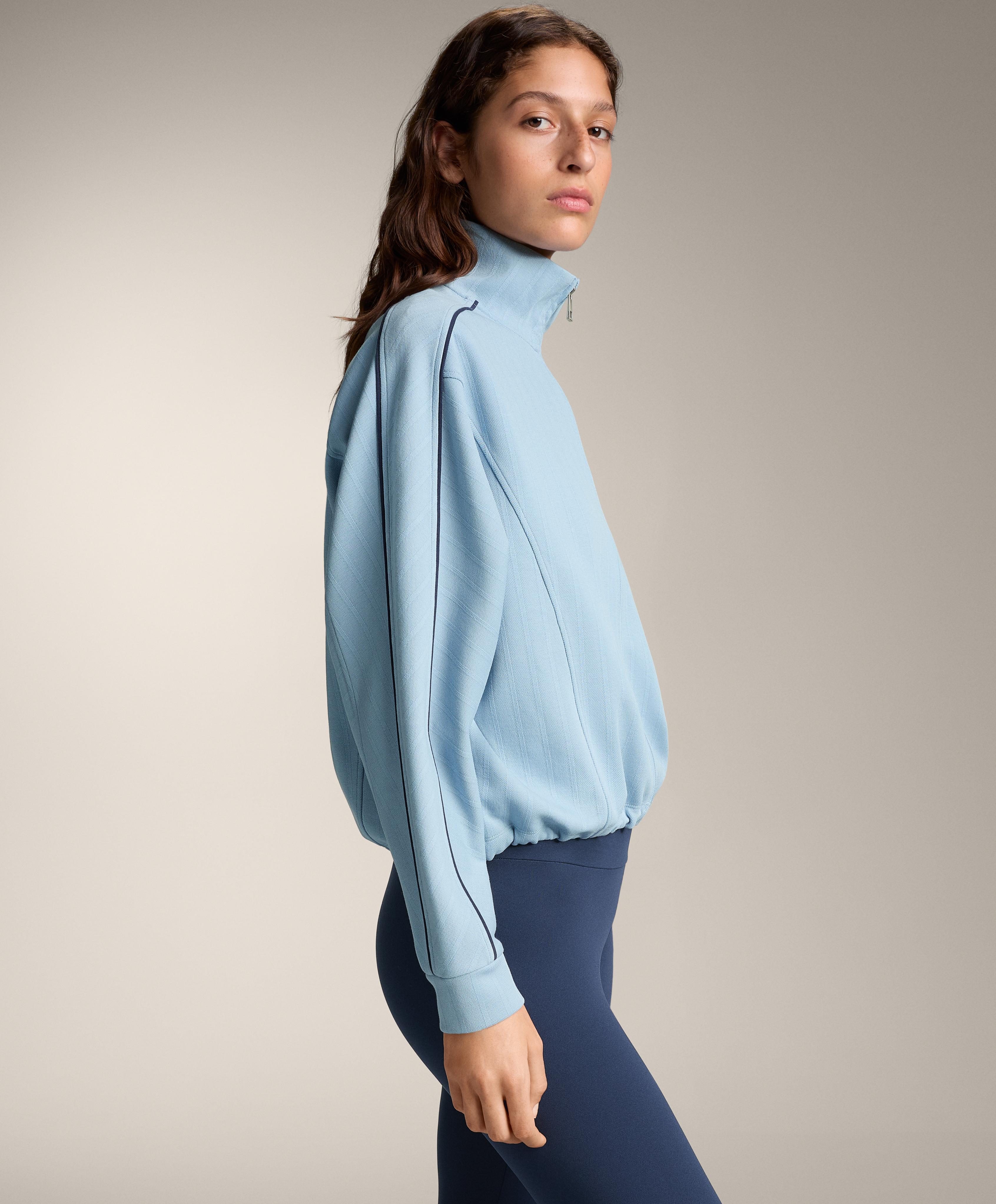 Piqué jacket with side piping and cotton — SKY BLUE