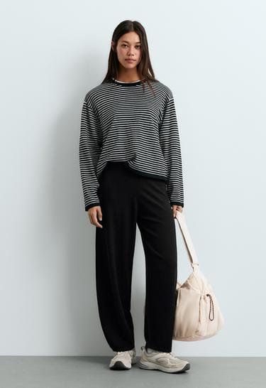 Balloon fluid-knit trousers — BLACK 1