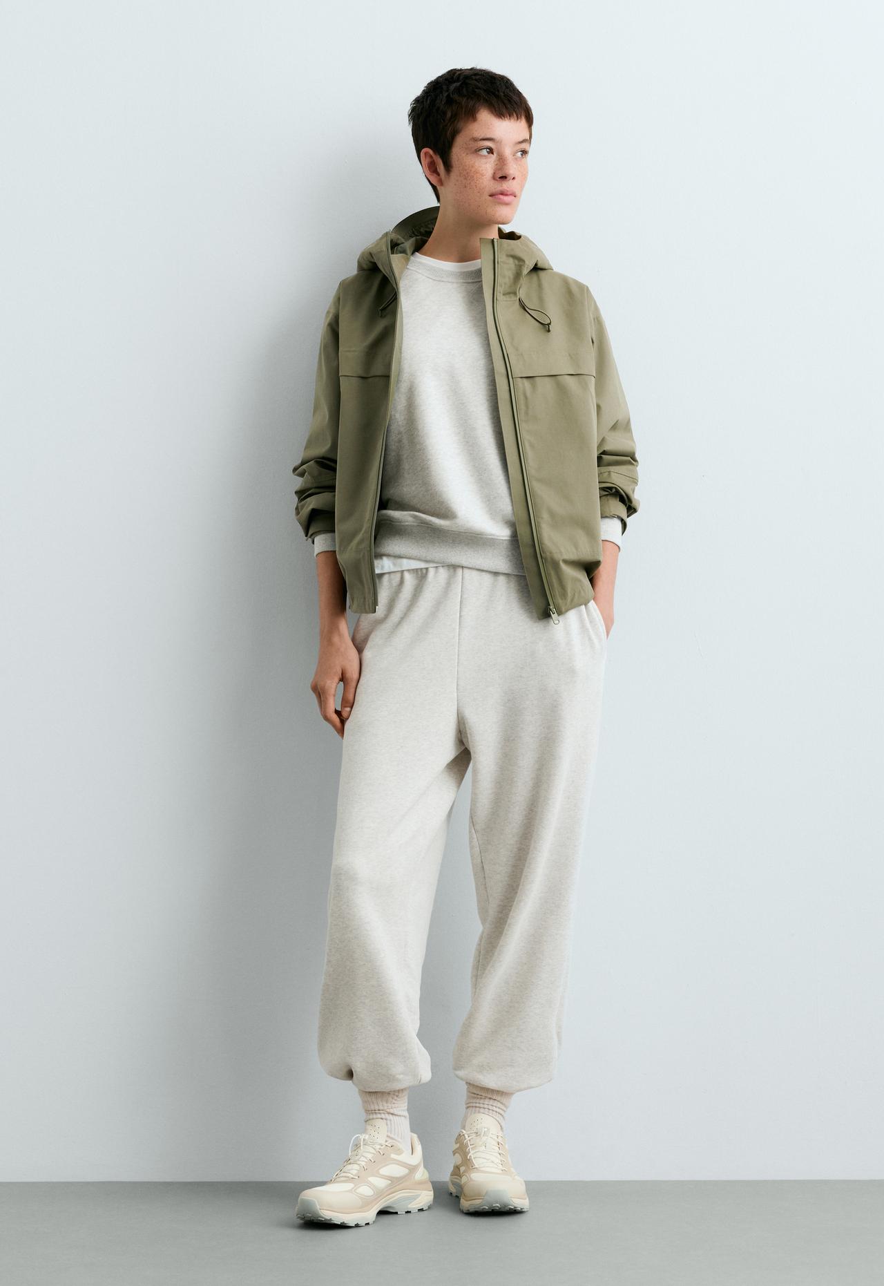 Cotton blend fleece joggers — PALE GREY MELANGE
