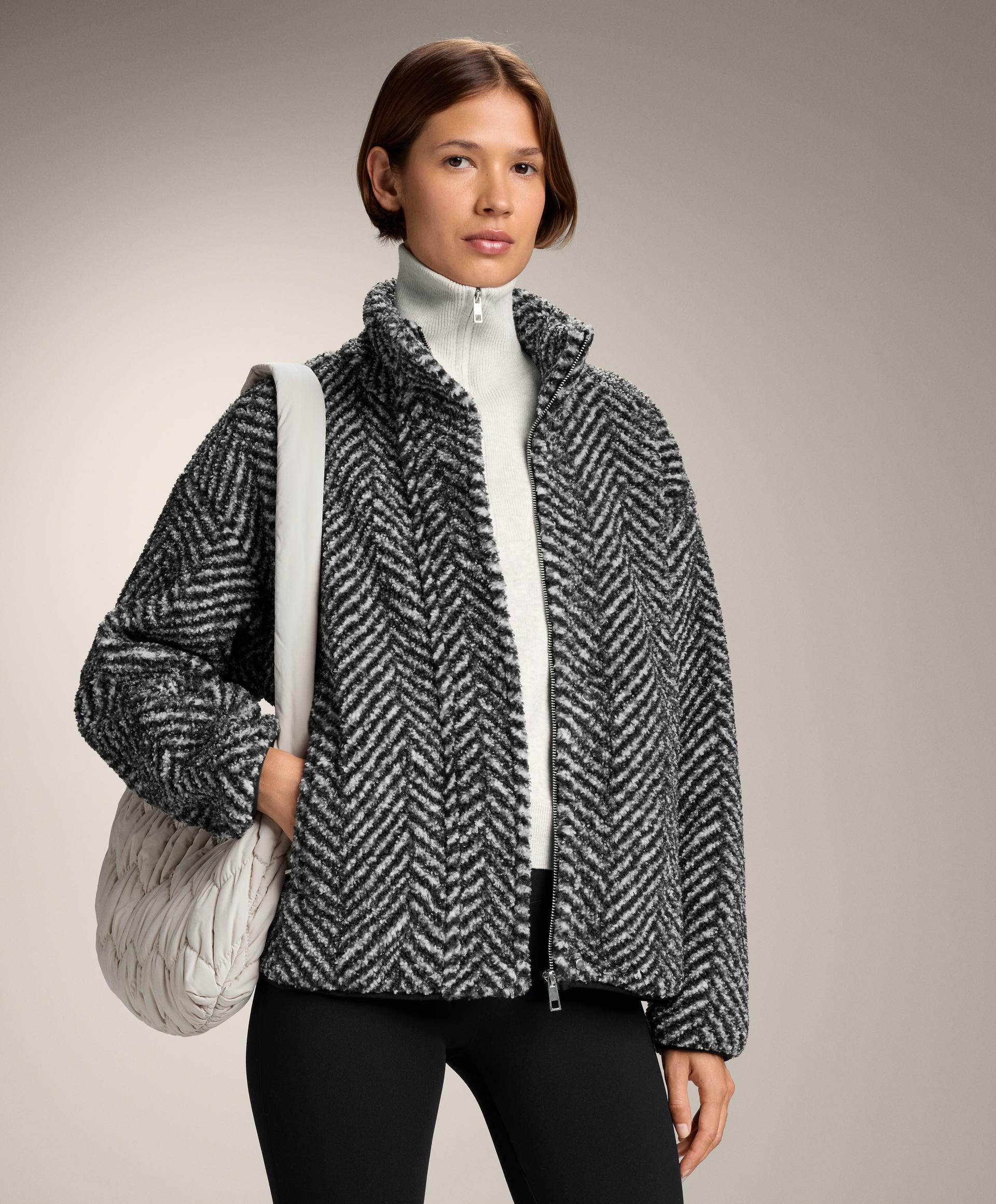 GURU SHOP Cardigan boho aperto, giacca plus size, kimono con bordo stampato, donna, bianco naturale, 48