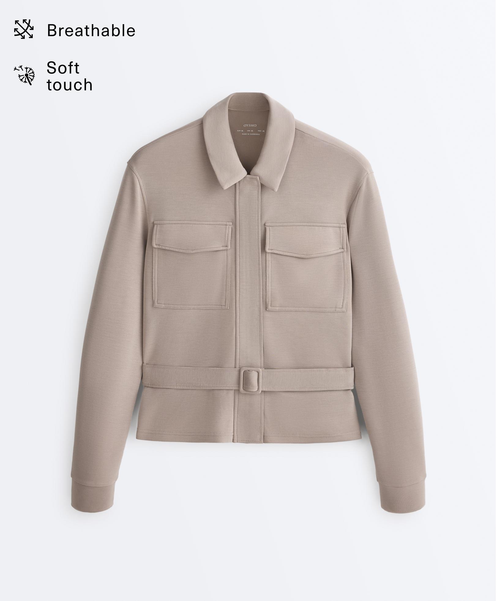 Straight jacket with belt and soft-touch modal — MID-MINK
