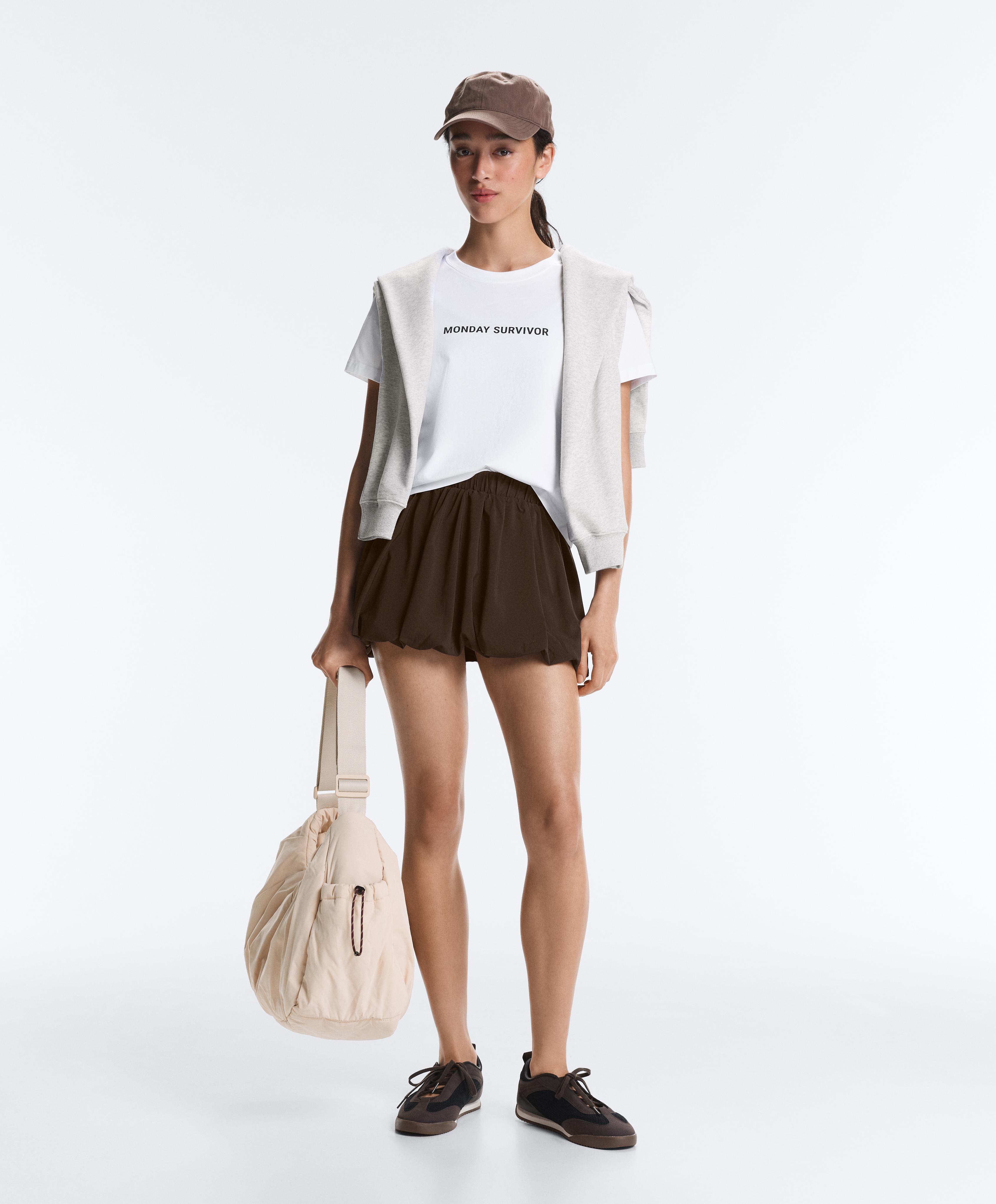 High rise Compressive balloon skirt — DARK BROWN