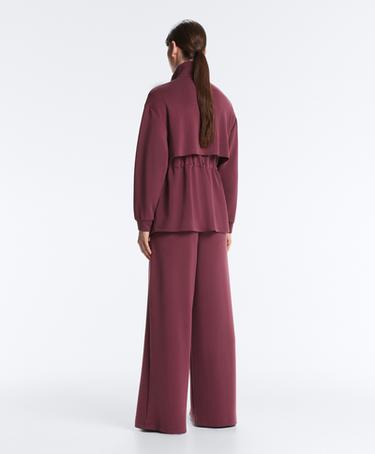 Long soft-touch jacket with modal and pockets — CHERRY 10