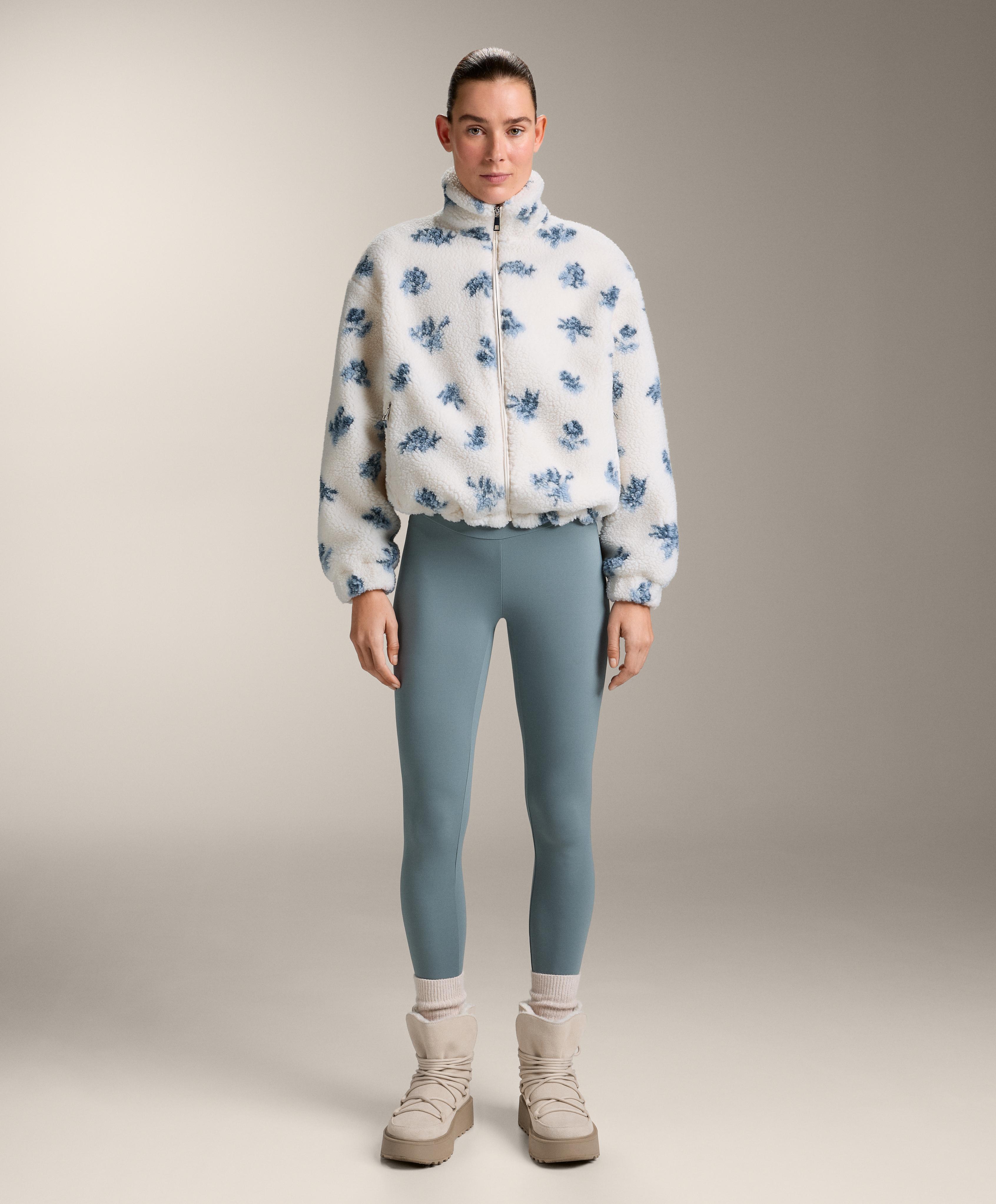 Floral faux-shearling jacket — DUSTY-BLUE